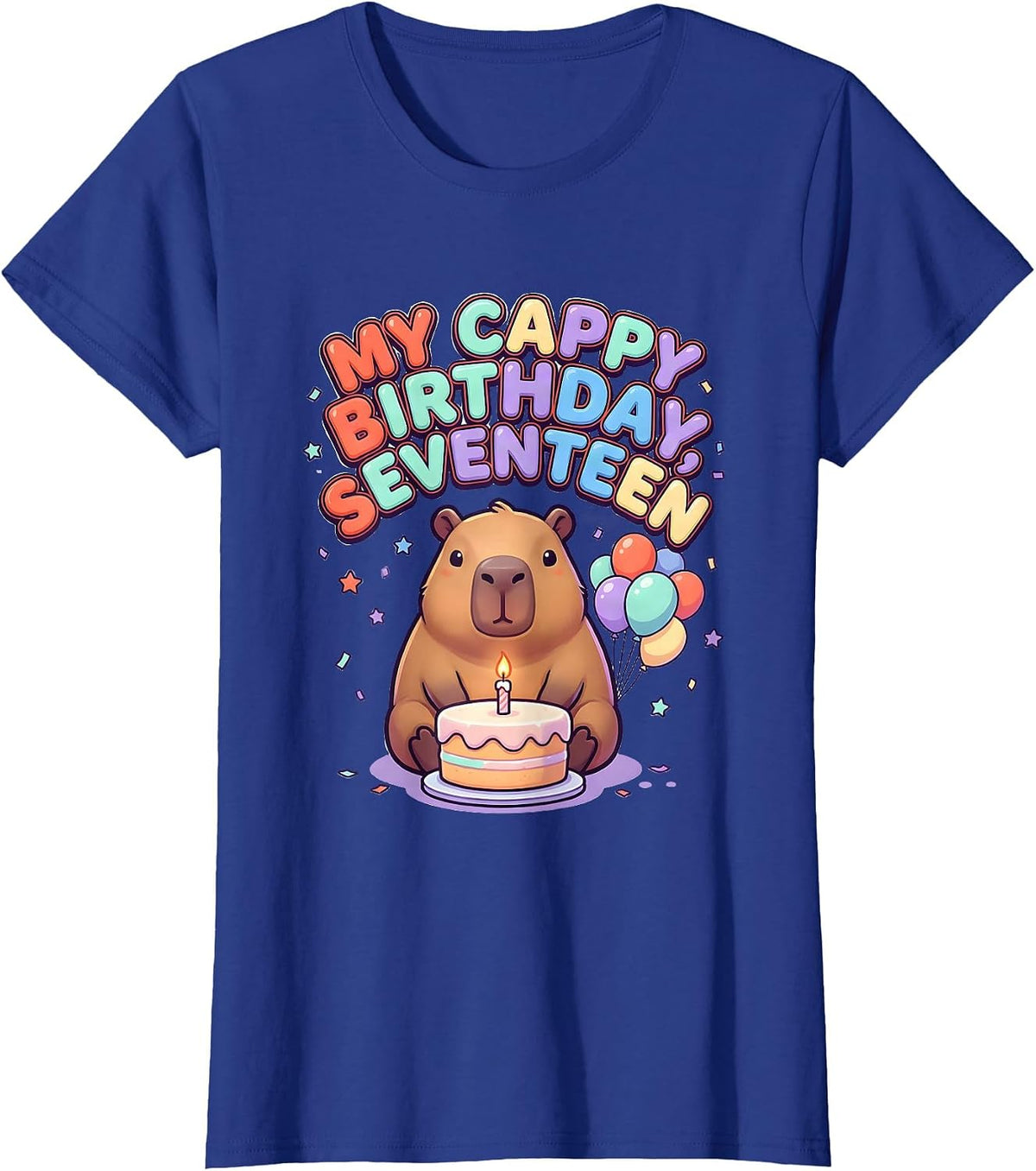 Women's My Cappy Birthday Seventeen Funny Capybara Birthday Kawaii T-Shirt - Royal Blue