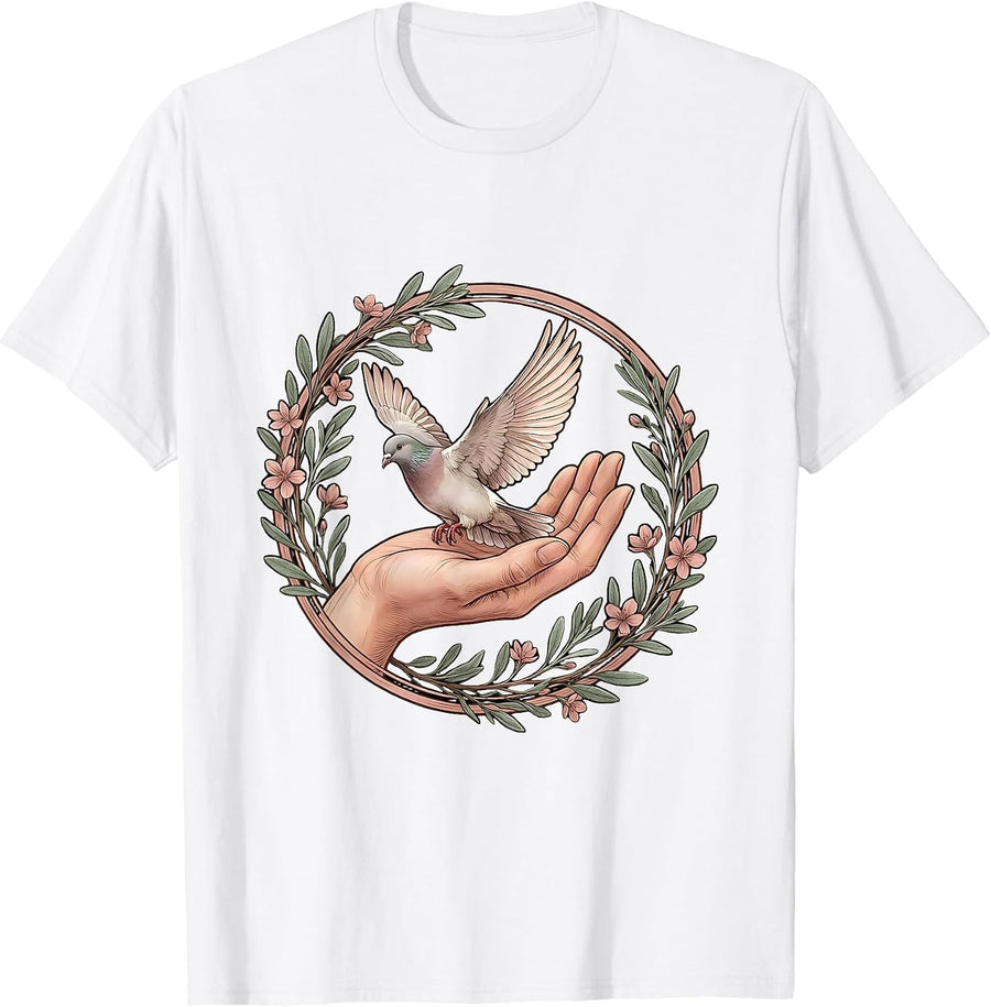 Men's Suicide Prevention Awareness Dove and Open Palm T-Shirt - White