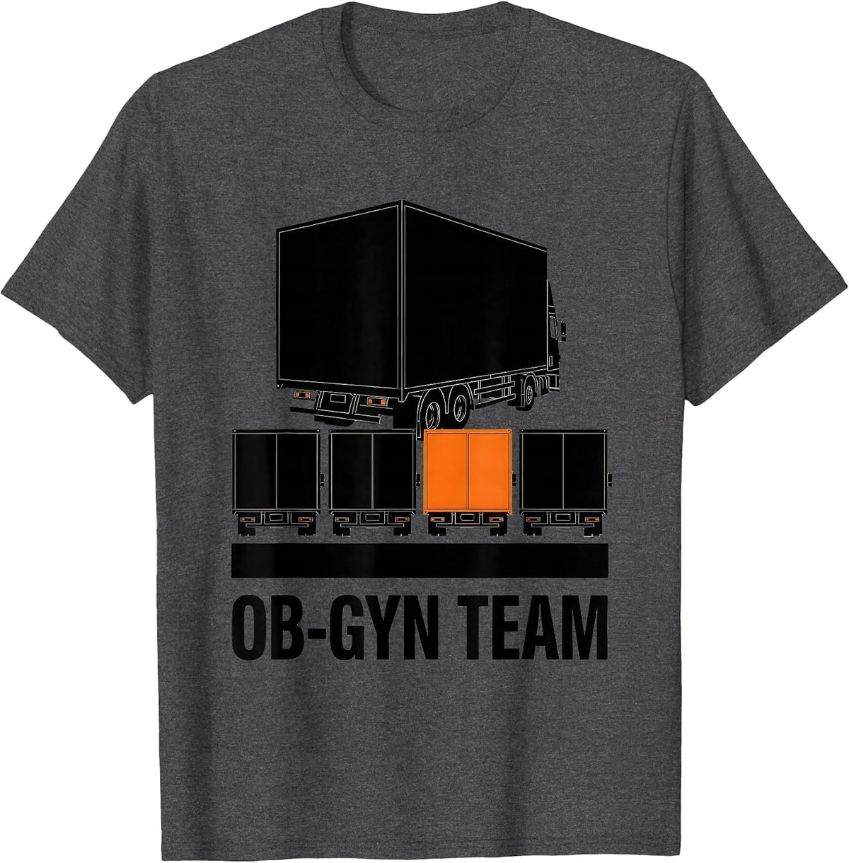 OB-GYN Team Brutalist Graphic Healthcare Humor T-Shirt - Dark Heather Grey