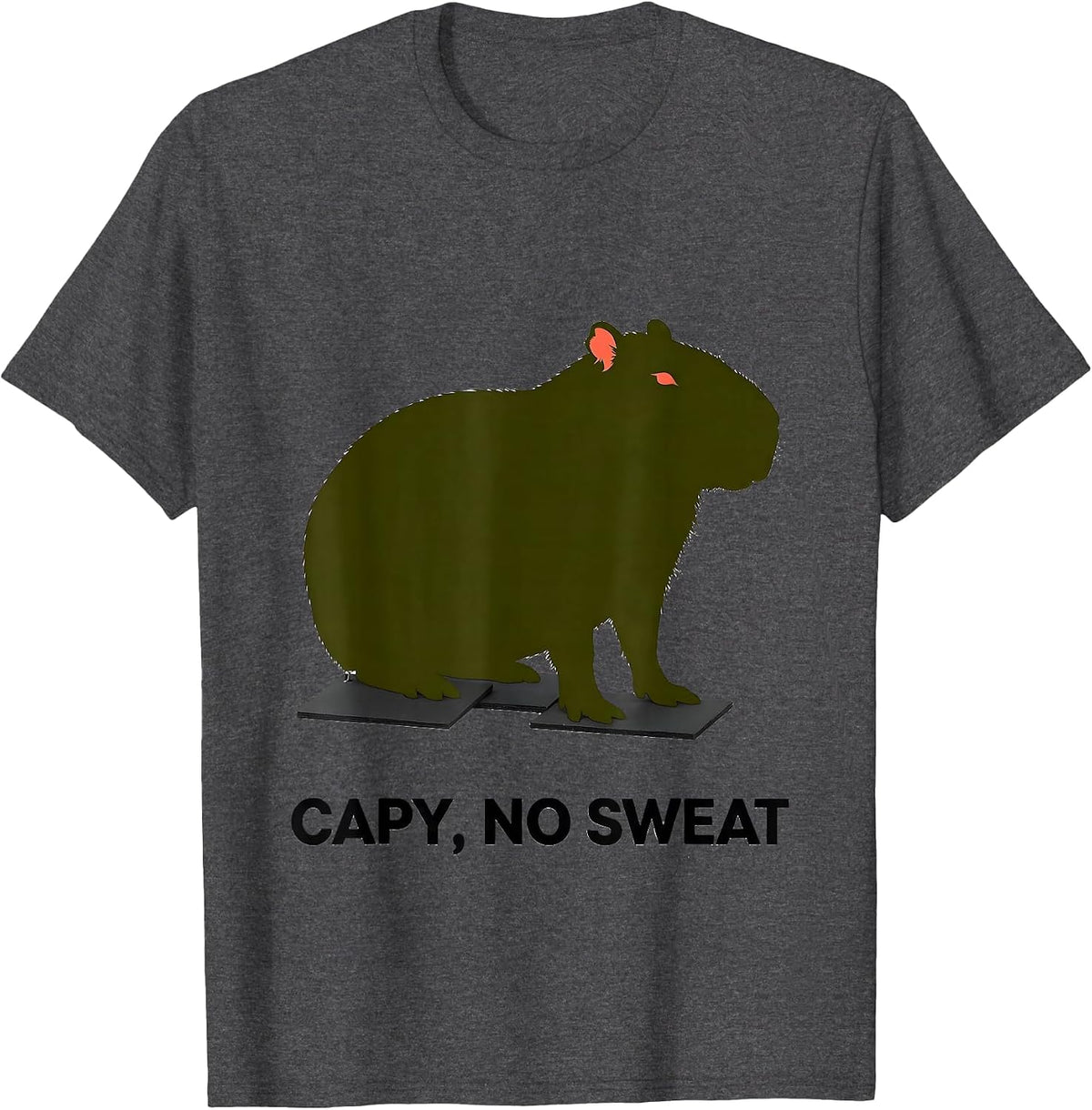 Men's Capy, No Sweat Funny Capybara Meme Animal Humor T-Shirt - Dark Heather Grey