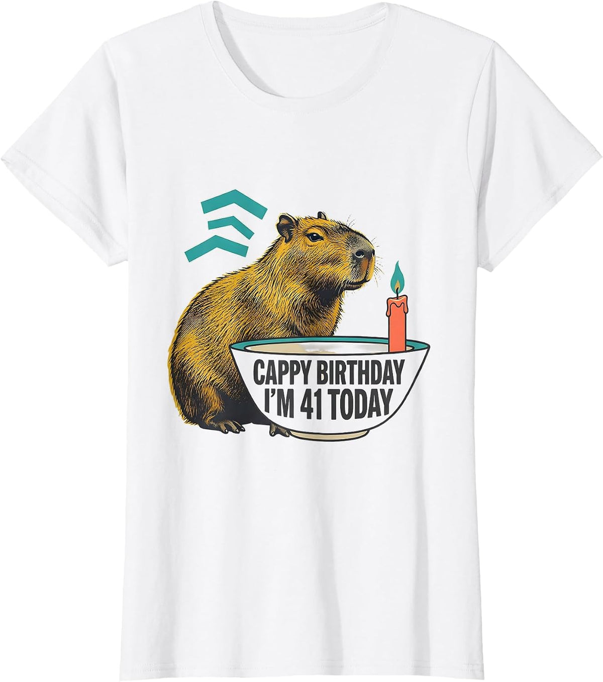 Women's Cappy Birthday I'm 41 Today Funny Capybara Kawaii Birthday T-Shirt - White