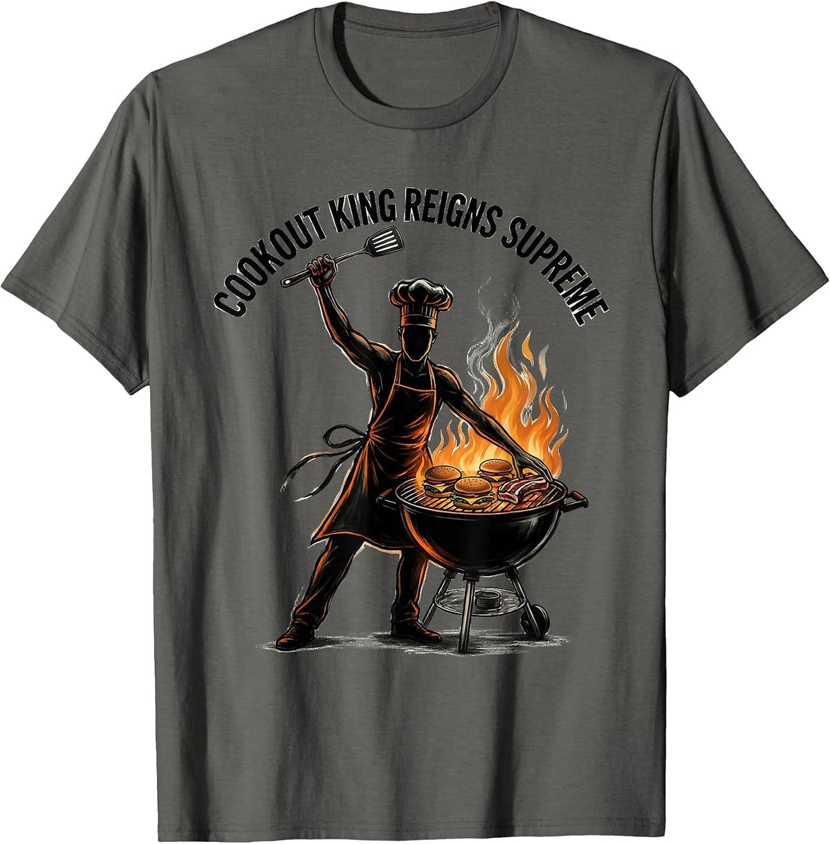 Cookout King Labor Day Celebration Feast Design T-Shirt - Asphalt Grey
