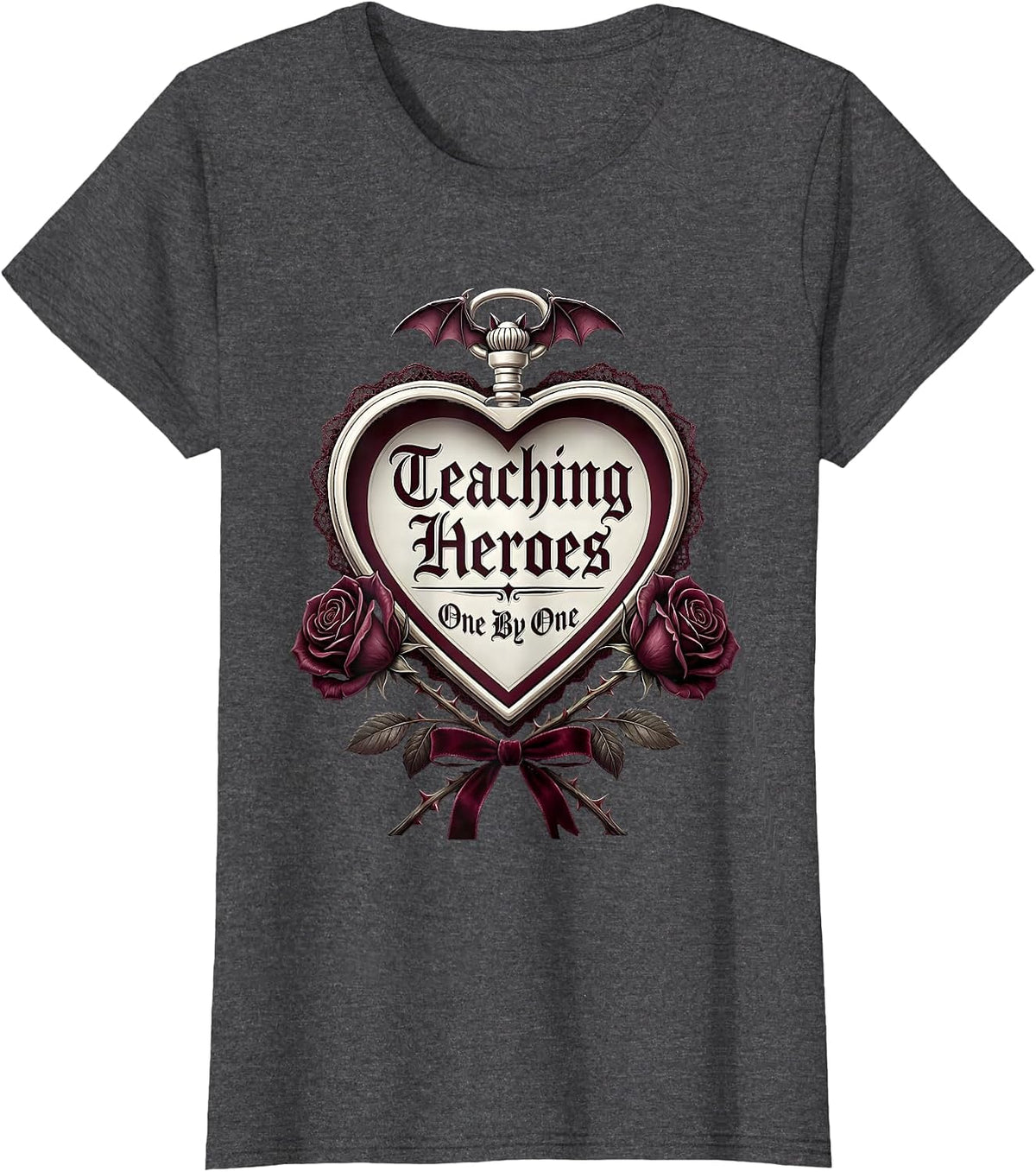 Women's Teaching Heroes One By One Special Education Tee T-Shirt - Dark Heather Grey