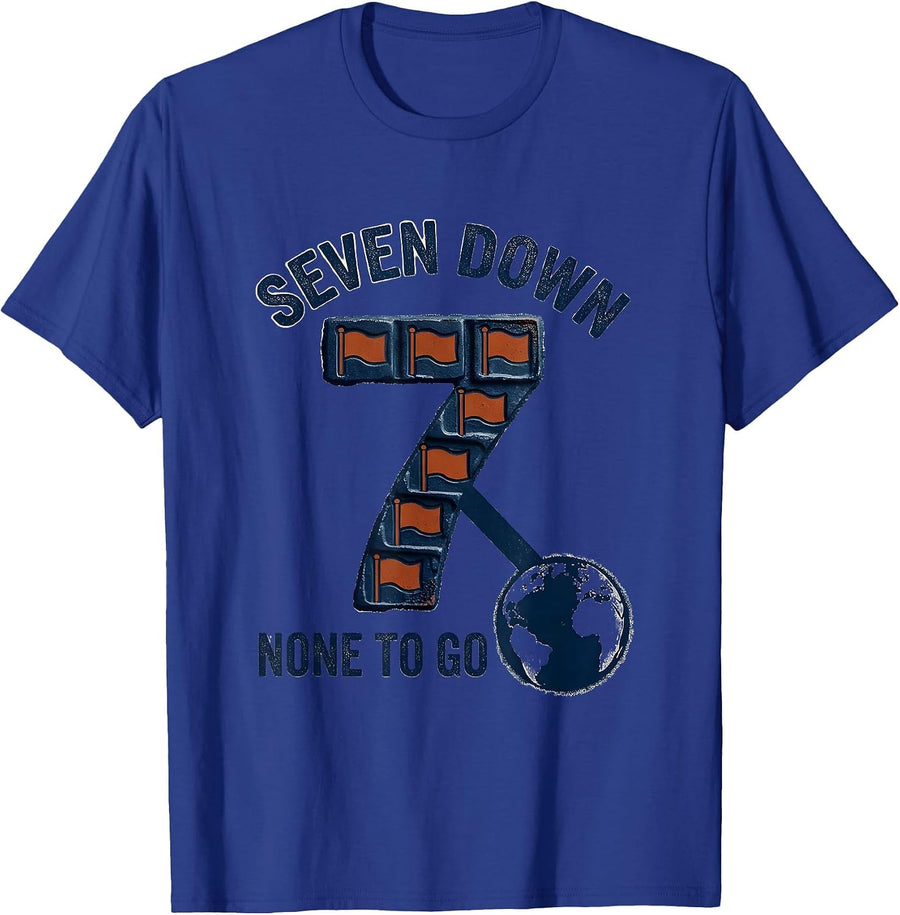 Seven Down None To Go Rubber Stamp World Flags Countries T-Shirt - Royal Blue
