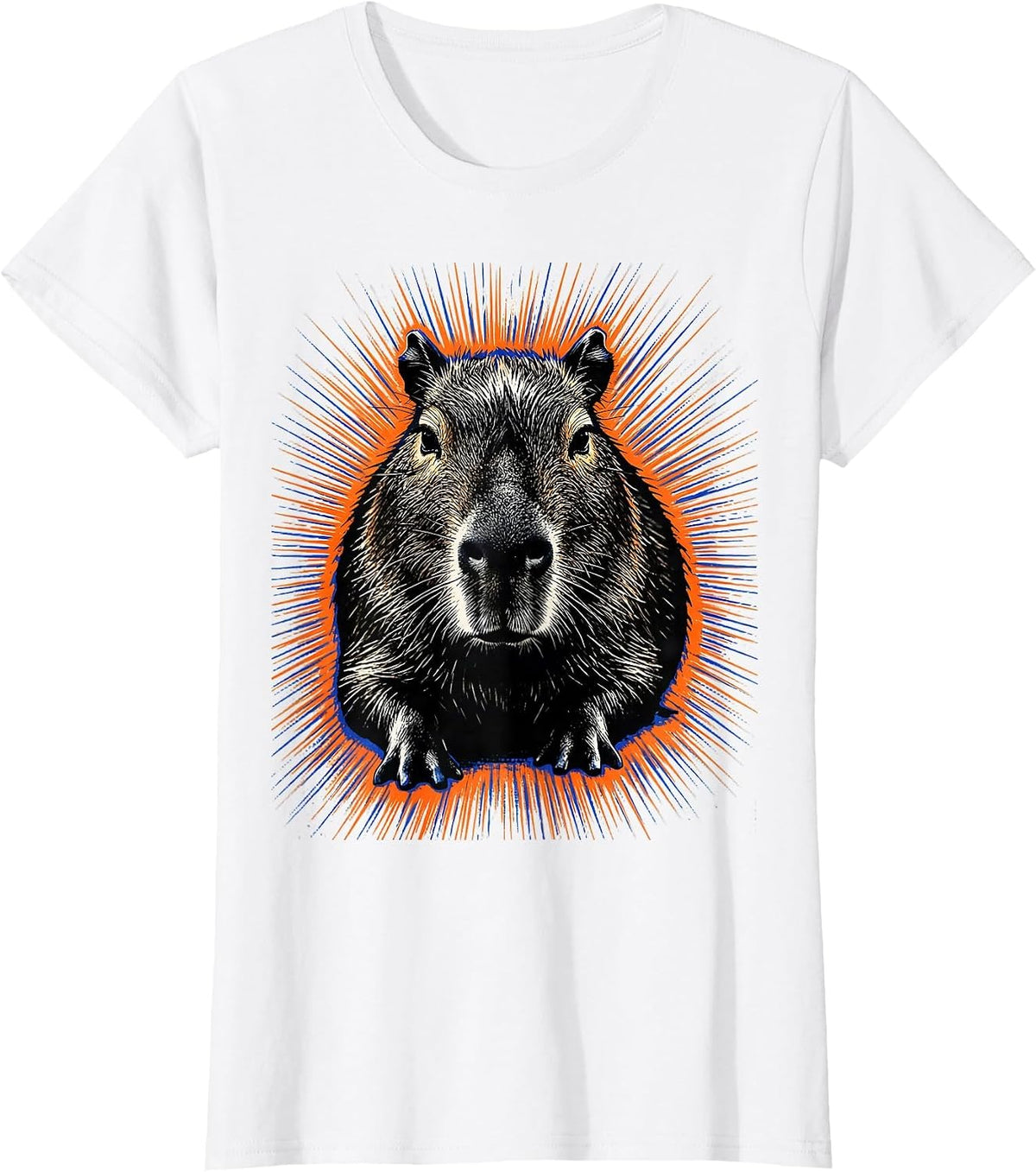 Capybara Photo Screenprint Funny Animal Meme Lover T-Shirt - White