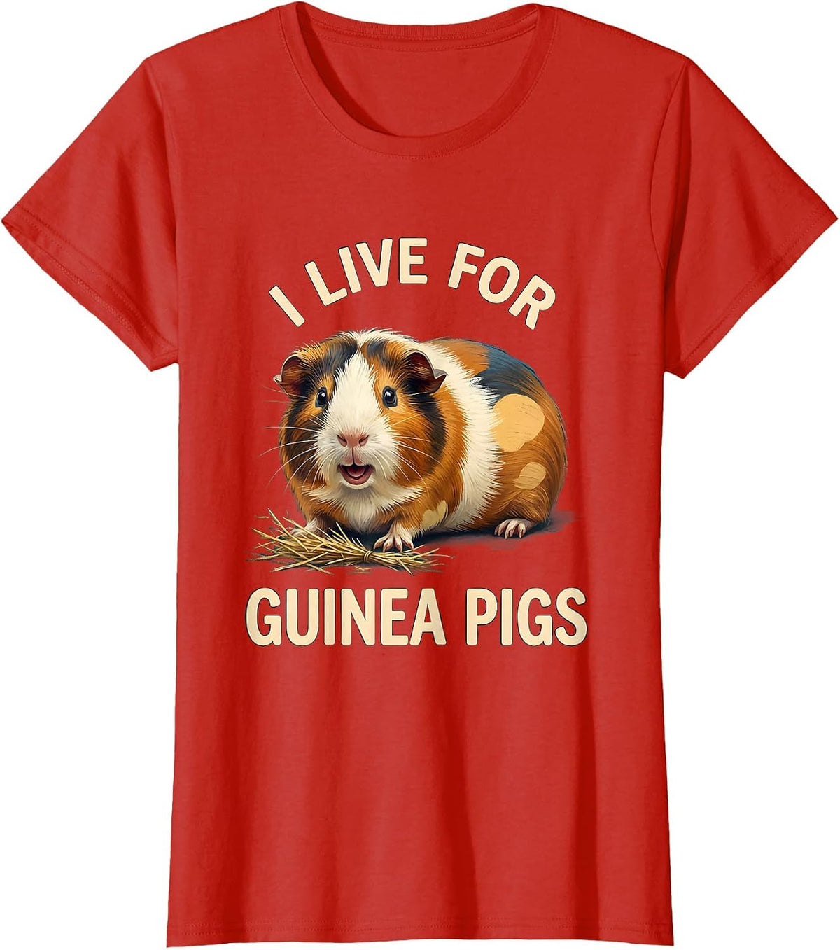 I Live For Guinea Pigs Cute Storybook Guinea Pig Owner Humor T-Shirt - Red
