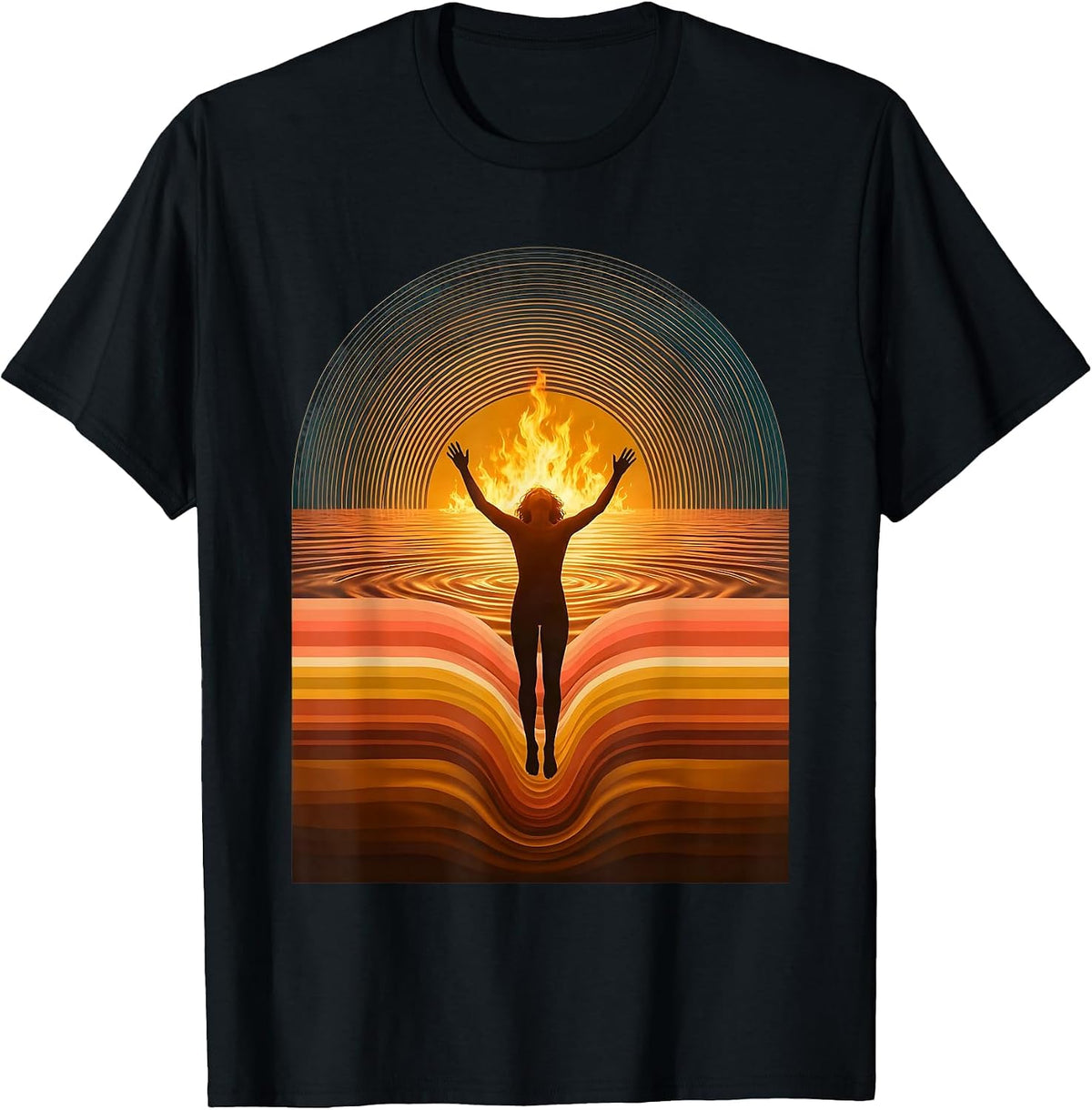 Men's Free Diver Ascending Sunlit Ocean Long Sleeve T-Shirt - Black