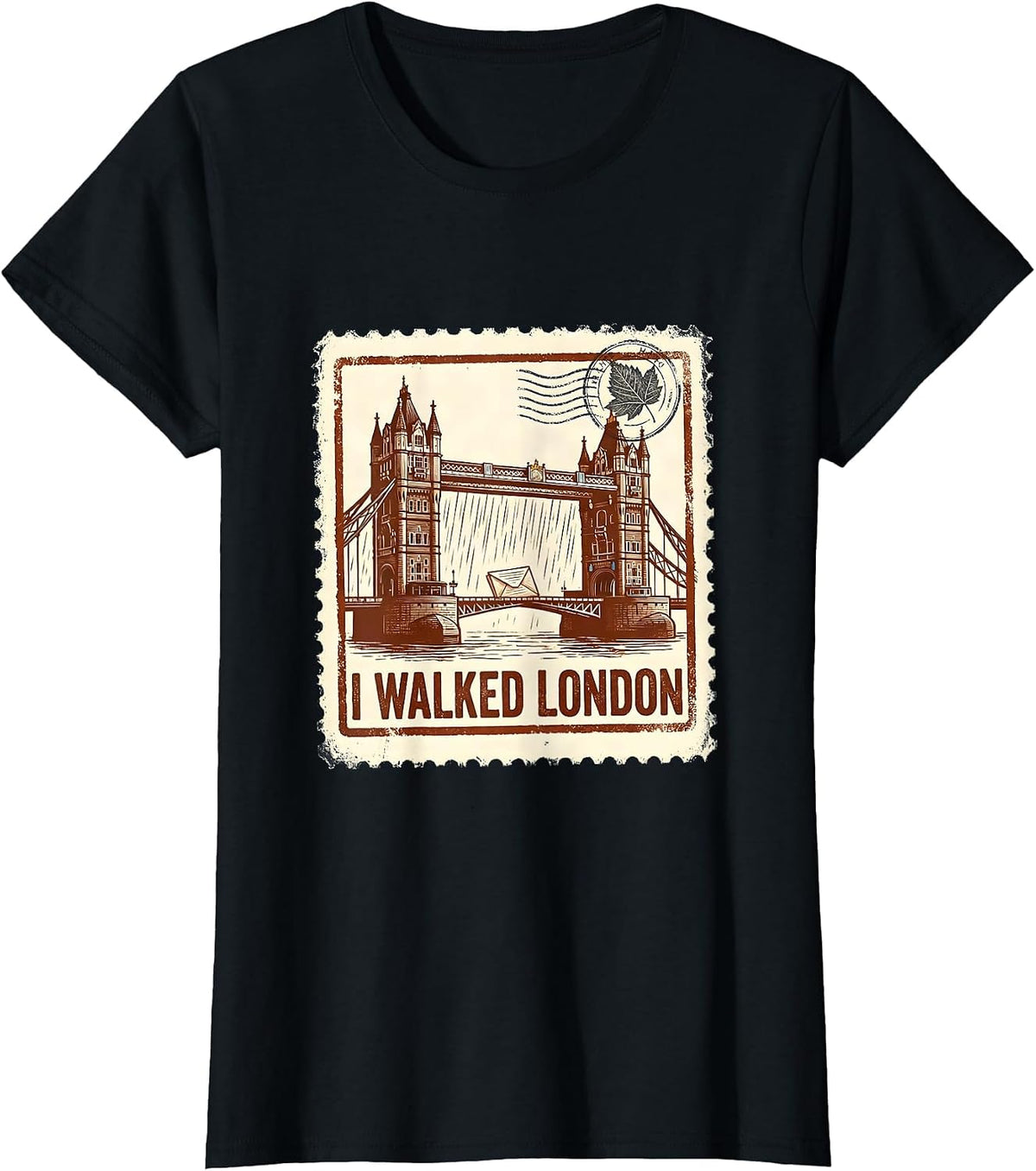 I Walked London Rubber Stamp England Pride Souvenir T-Shirt - Black