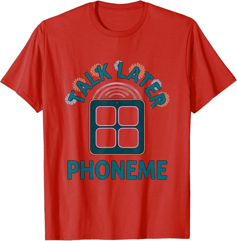 Men's Talk Later, Phoneme Retro Floral Speech-Language Pathologist T-Shirt - Red