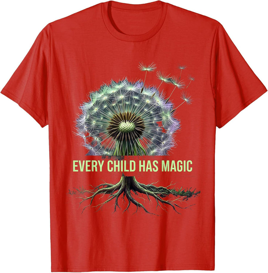 Men's Every Child Has Magic Special Education Design T-Shirt - Red