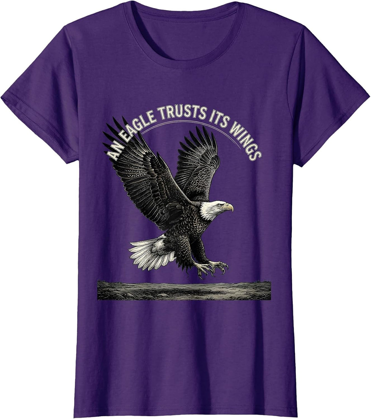 Women's An Eagle Trusts Its Wings Patriotic Eagle Wildlife Design T-Shirt - Purple