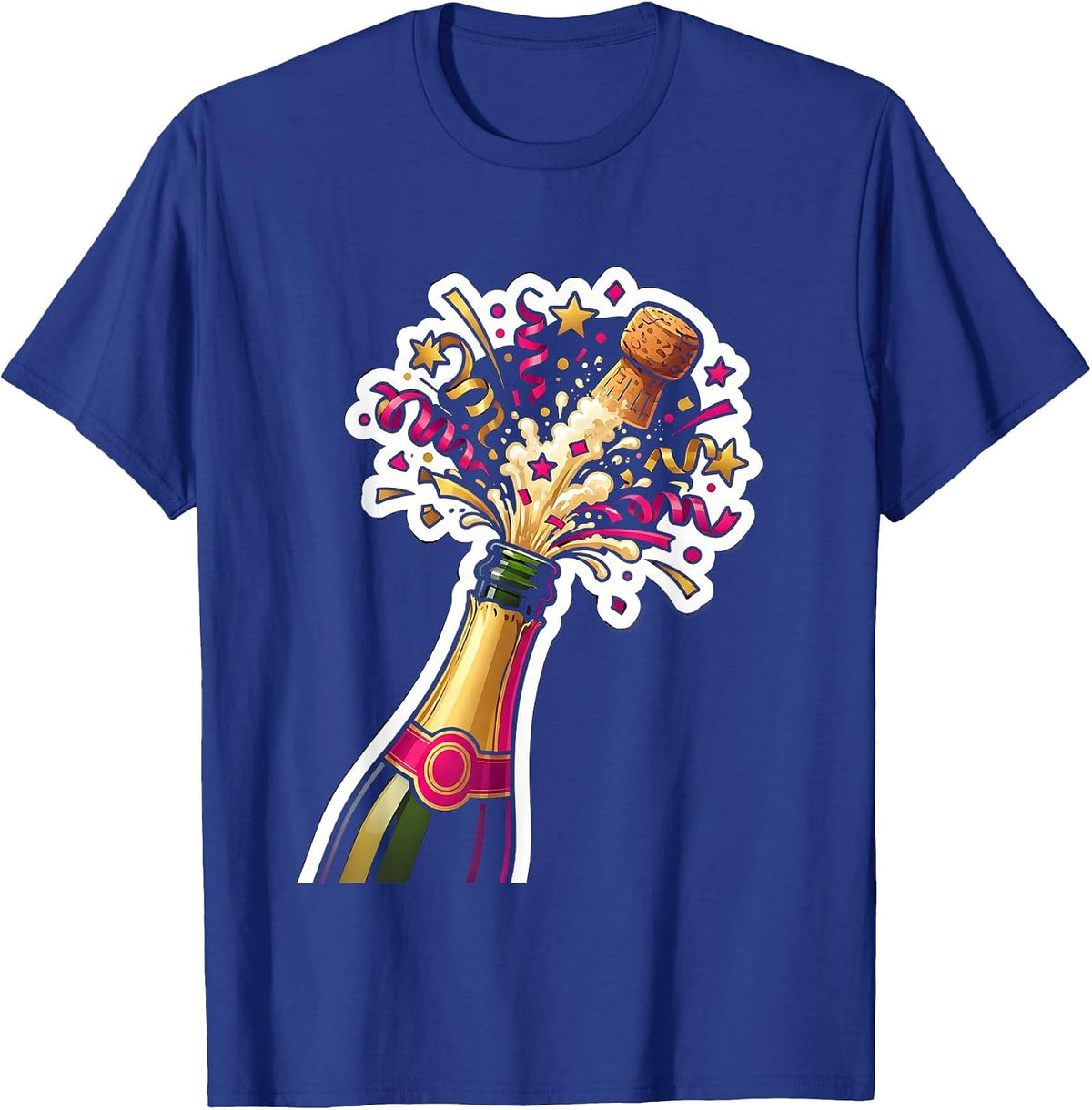 Champagne Pop Birthday Celebration Confetti T-Shirt - Royal Blue