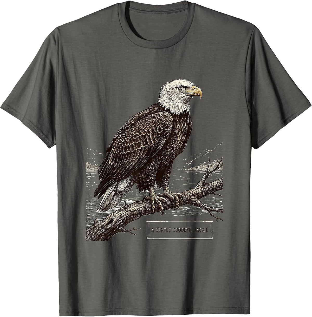A Gentle Goodbye Jackie Vintage Eagle Memorial Tribute T-Shirt - Asphalt Grey