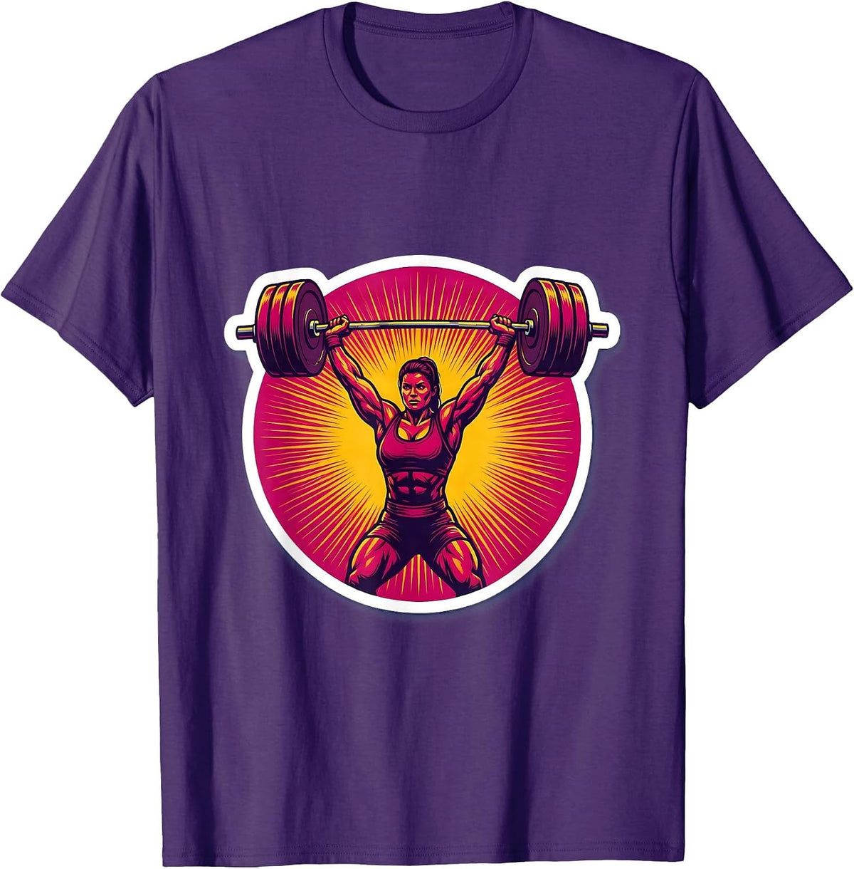 Weightlifter Overhead Press Triumph Sports Graphic T-Shirt - Purple