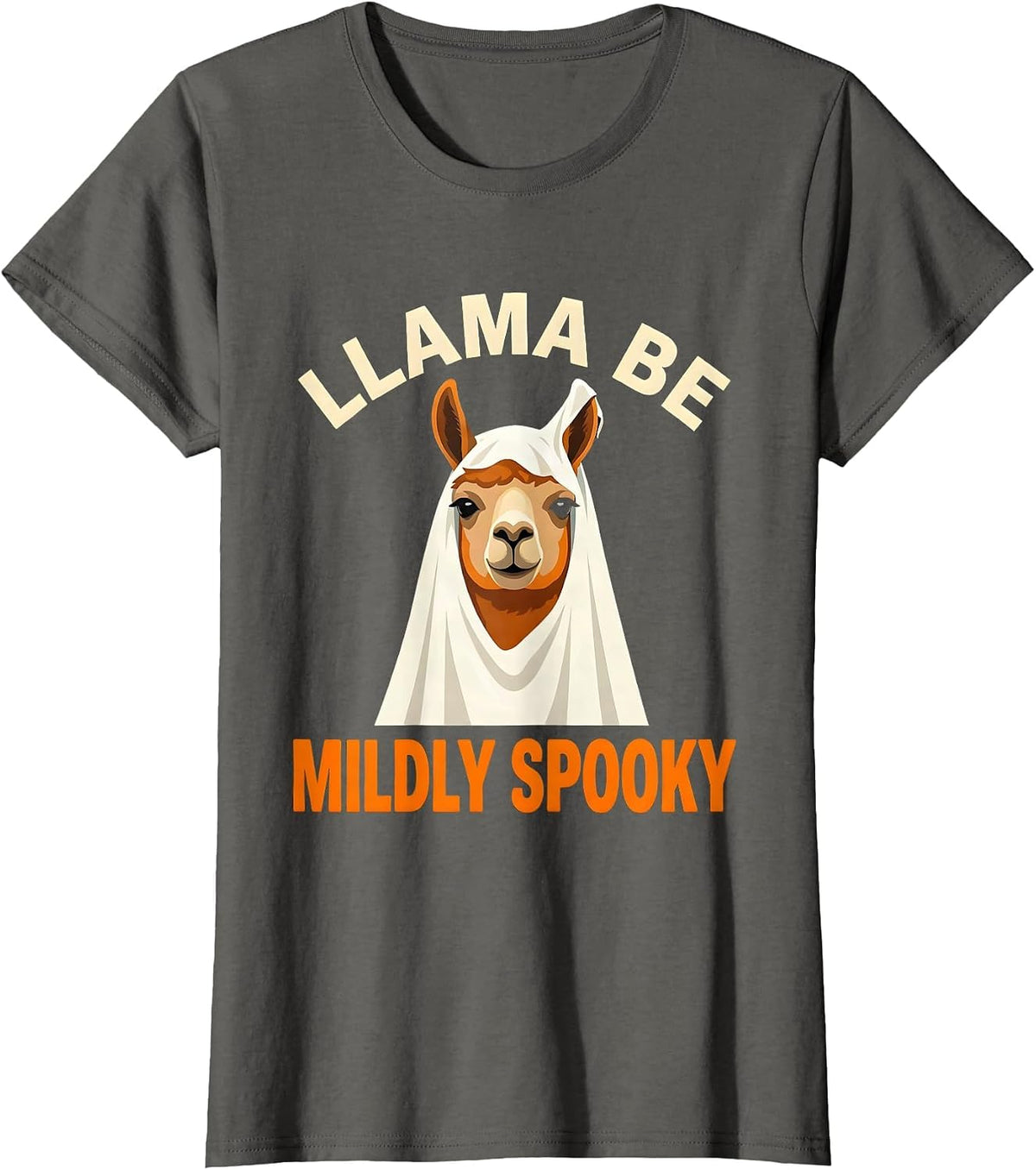 Women's Llama Be Mildly Spooky Costume Funny Llama Lover Halloween T-Shirt - Asphalt Grey