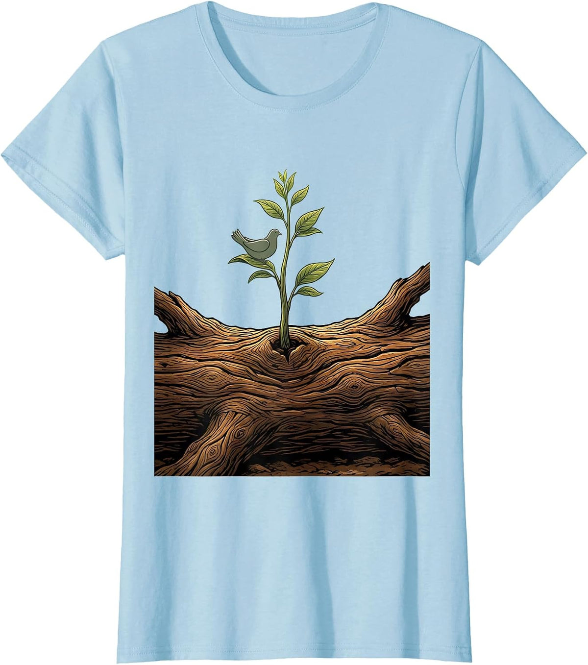 Women's Suicide Prevention Fallen Tree New Growth Sprout T-Shirt - Baby Blue