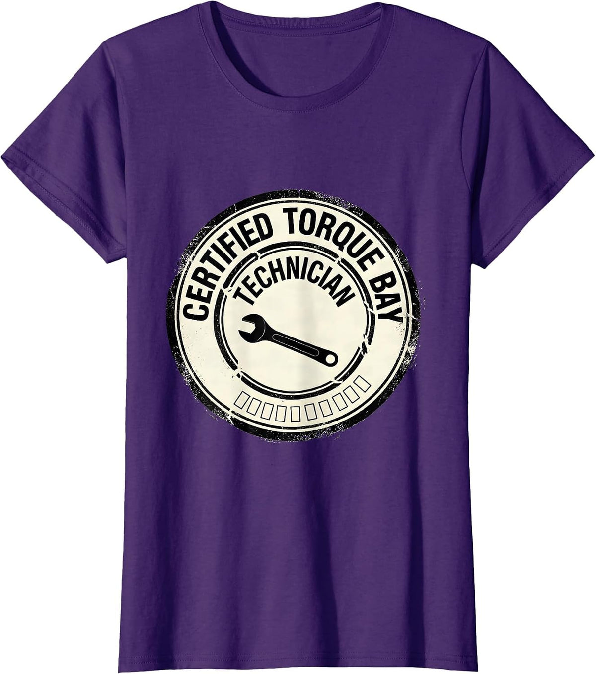 Women's Certified Torque Bay Technician Funny Car Guy Mechanic Humor T-Shirt - Purple