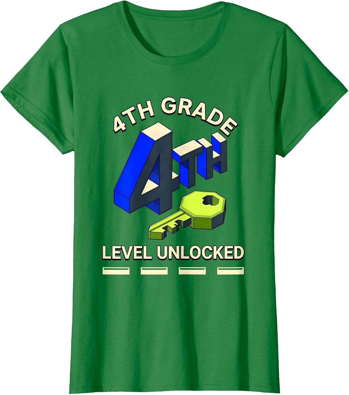 4th Grade Level Unlocked Gamer Back To School Boys T-Shirt - Kelly Green