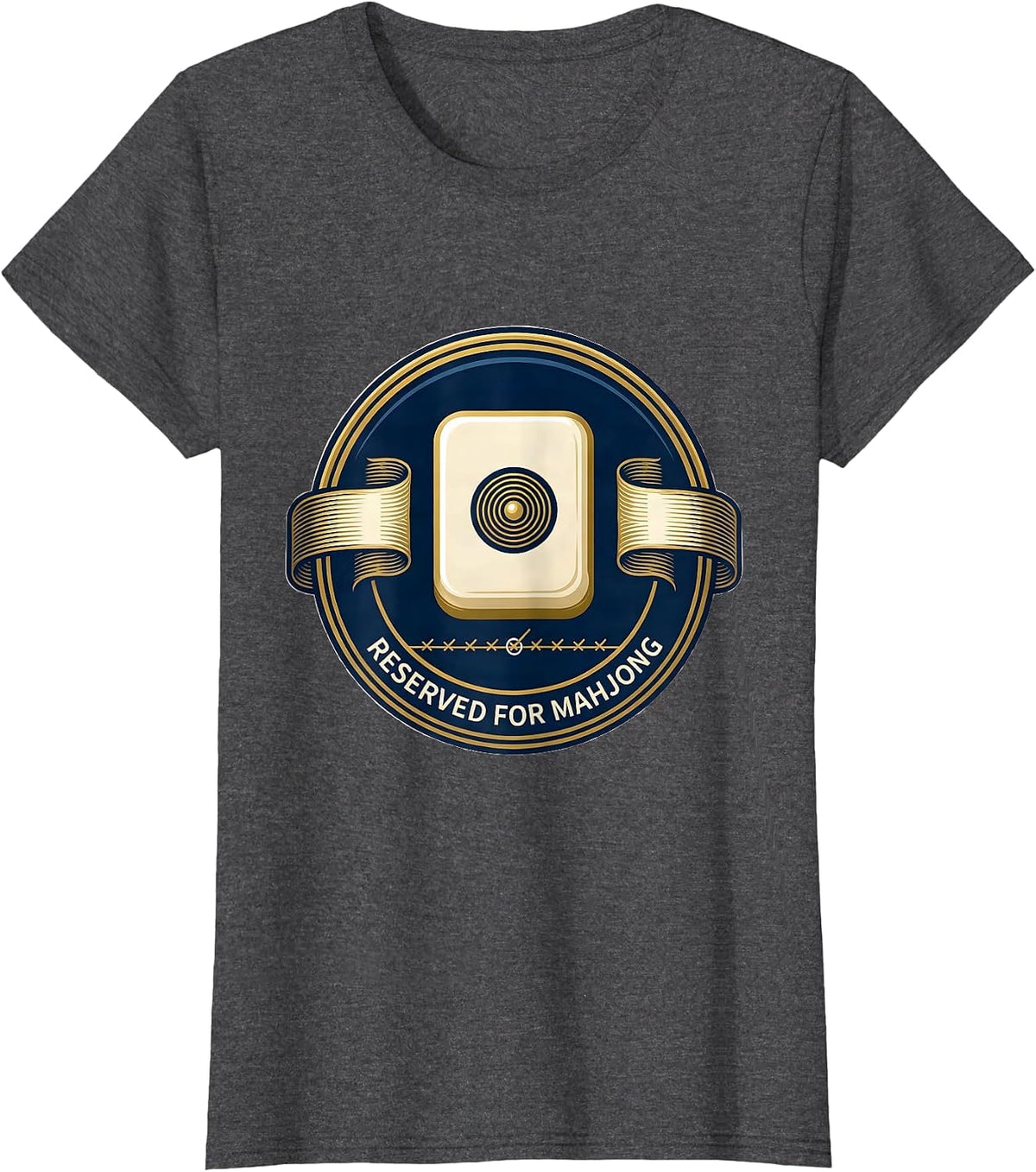 Women's Reserved For Mahjong Funny Mahjong Lover Tile Game Humor T-Shirt - Dark Heather Grey