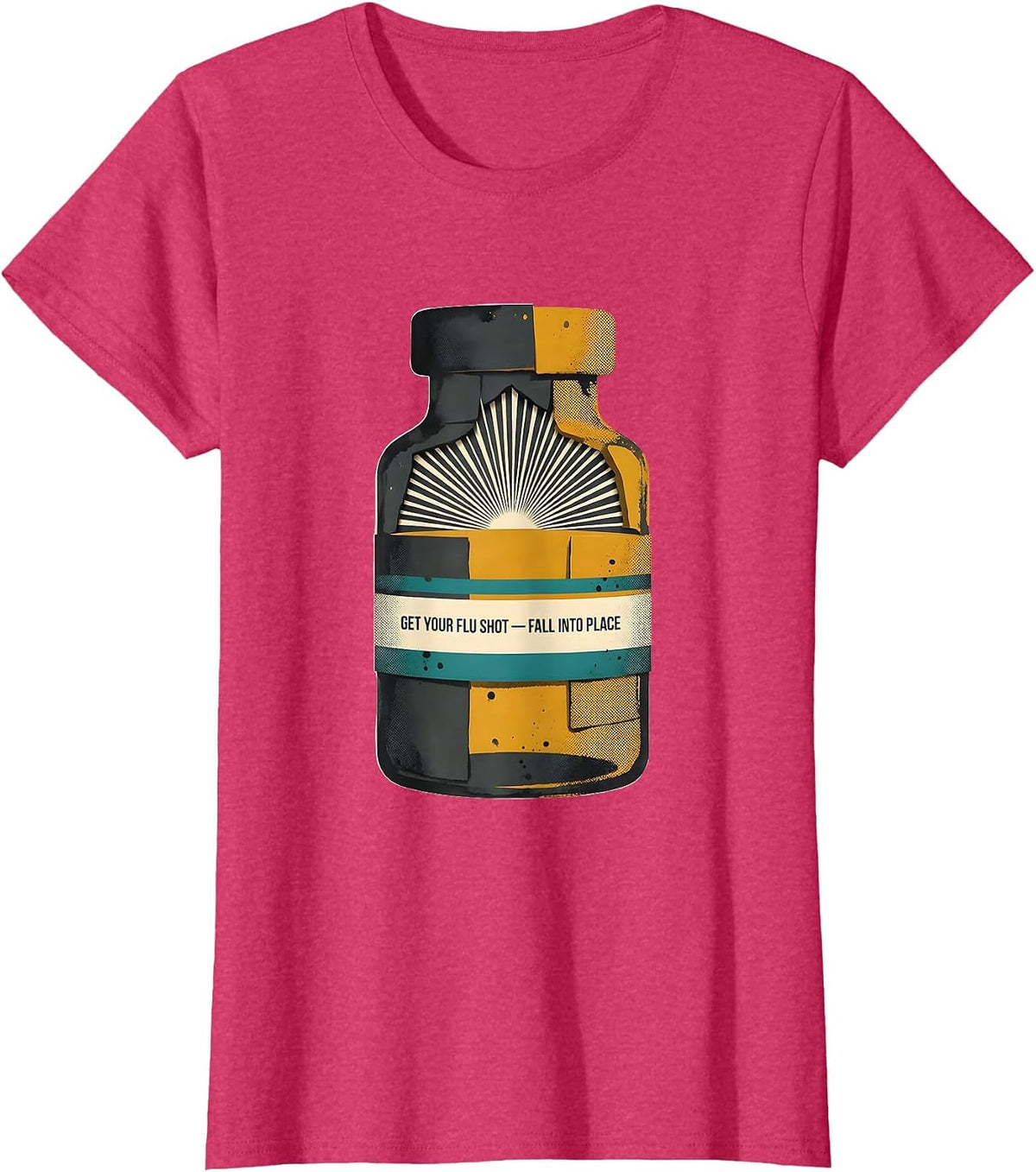 Women's Get Your Flu Shot—Fall Into Place Midcentury Modern T-Shirt - Red Heather