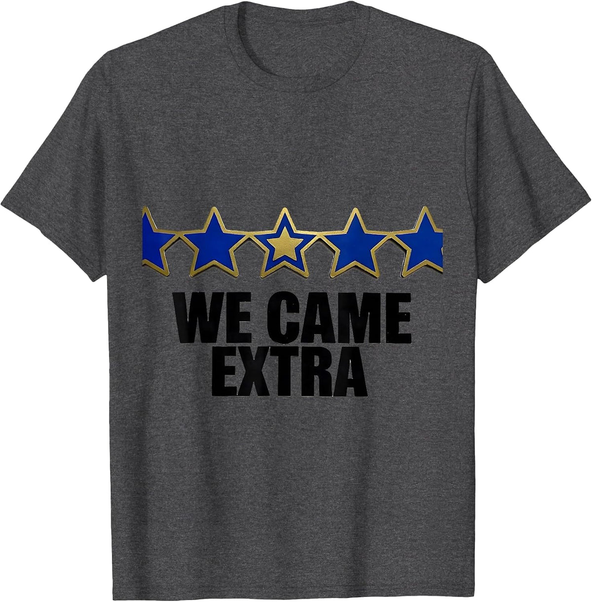 Men's We Came Extra Stencil-Cut Star Badge Down Syndrome Awareness T-Shirt - Dark Heather Grey