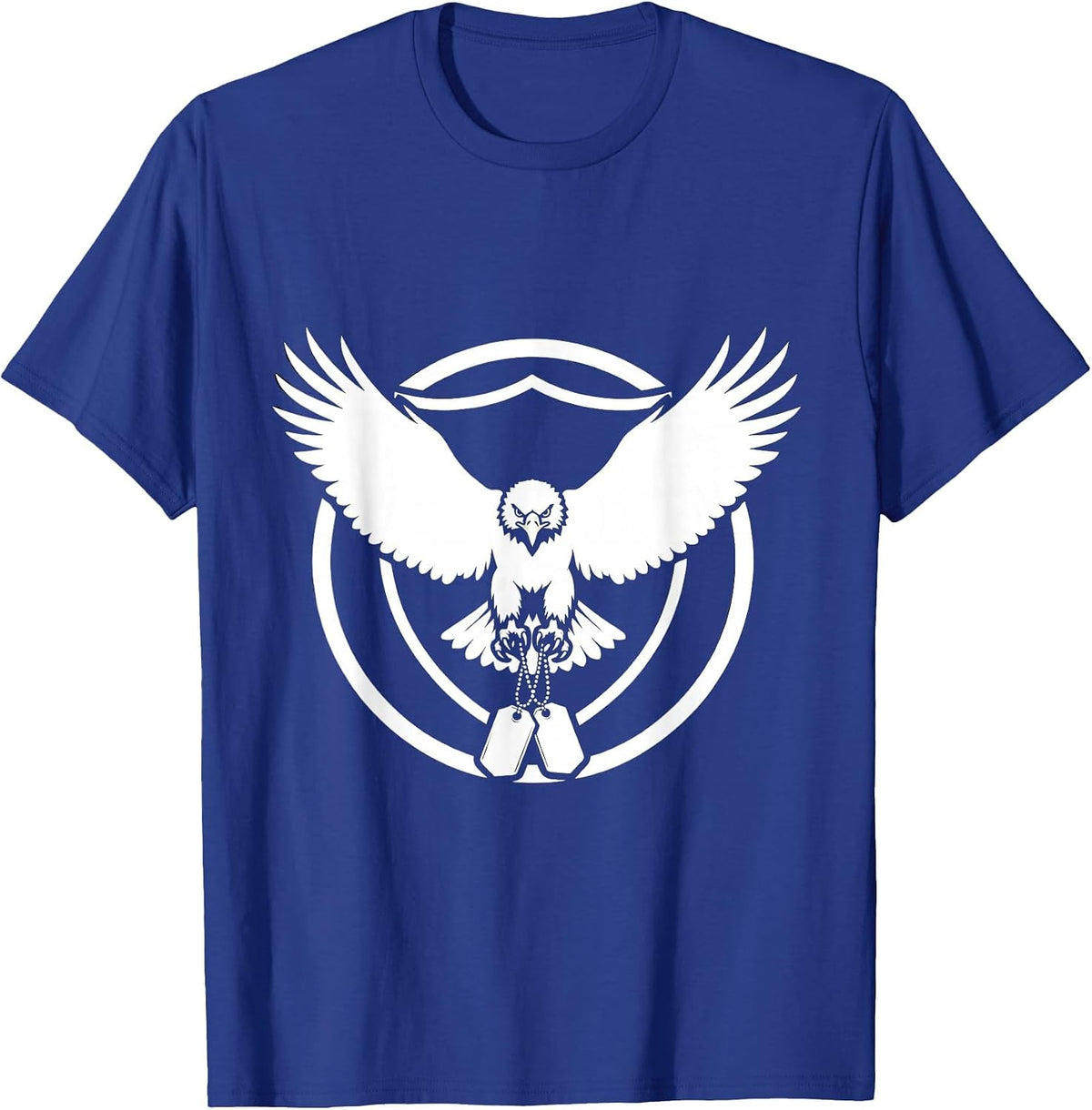 Men's Eagle Clutching Dog Tags Patriotic Graphic T-Shirt - Royal Blue
