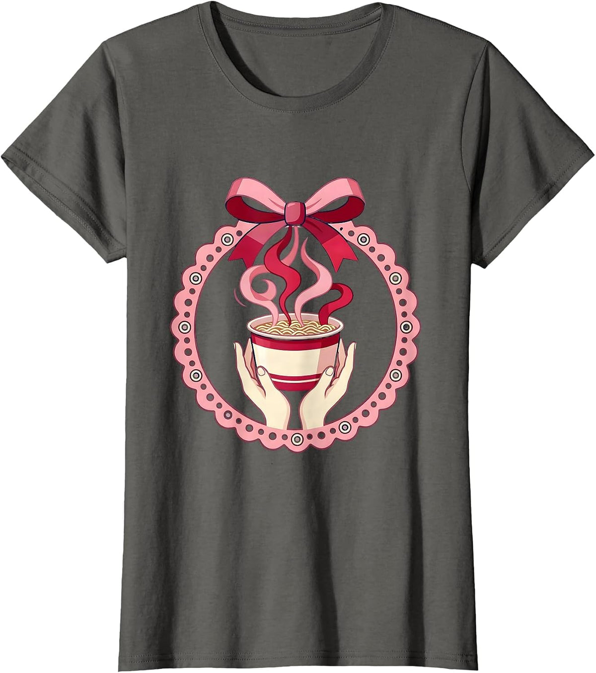 Women's Midnight Ramen Cup Graphic Tee T-Shirt - Asphalt Grey