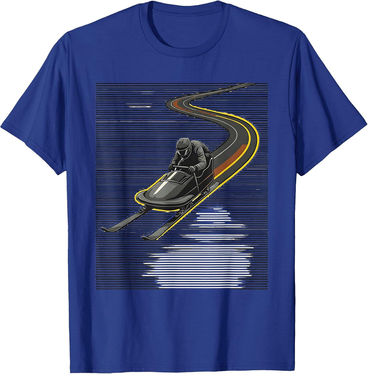 Men's Snowmobile Rider Stencil Humor Winter Sports T-Shirt - Royal Blue
