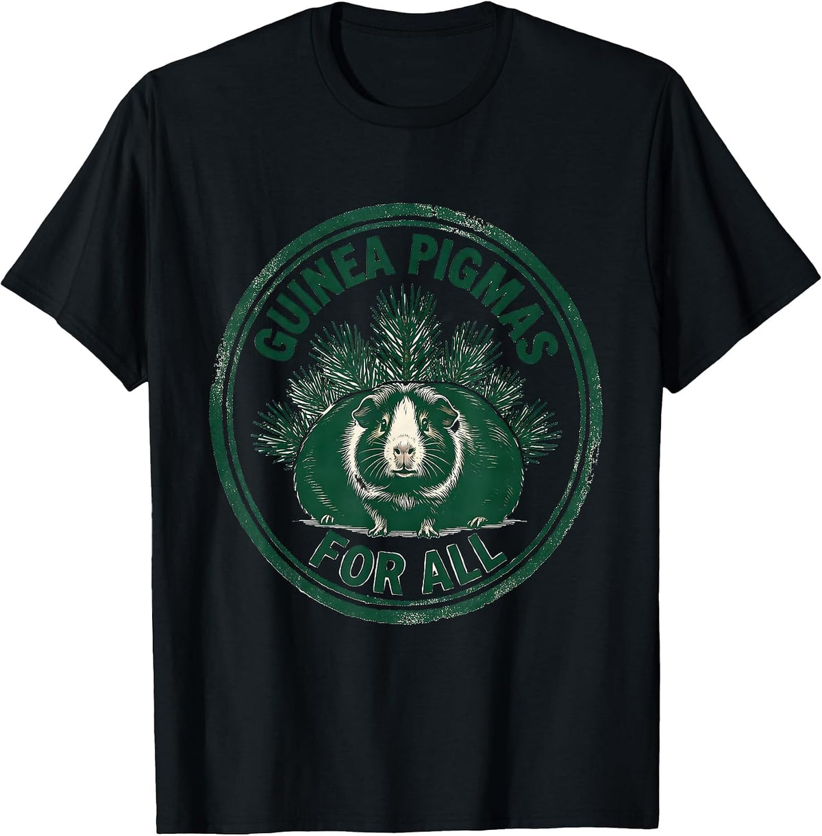 Men's Guinea Pigmas For All Funny Guinea Pig Christmas Rubber T-Shirt - Black