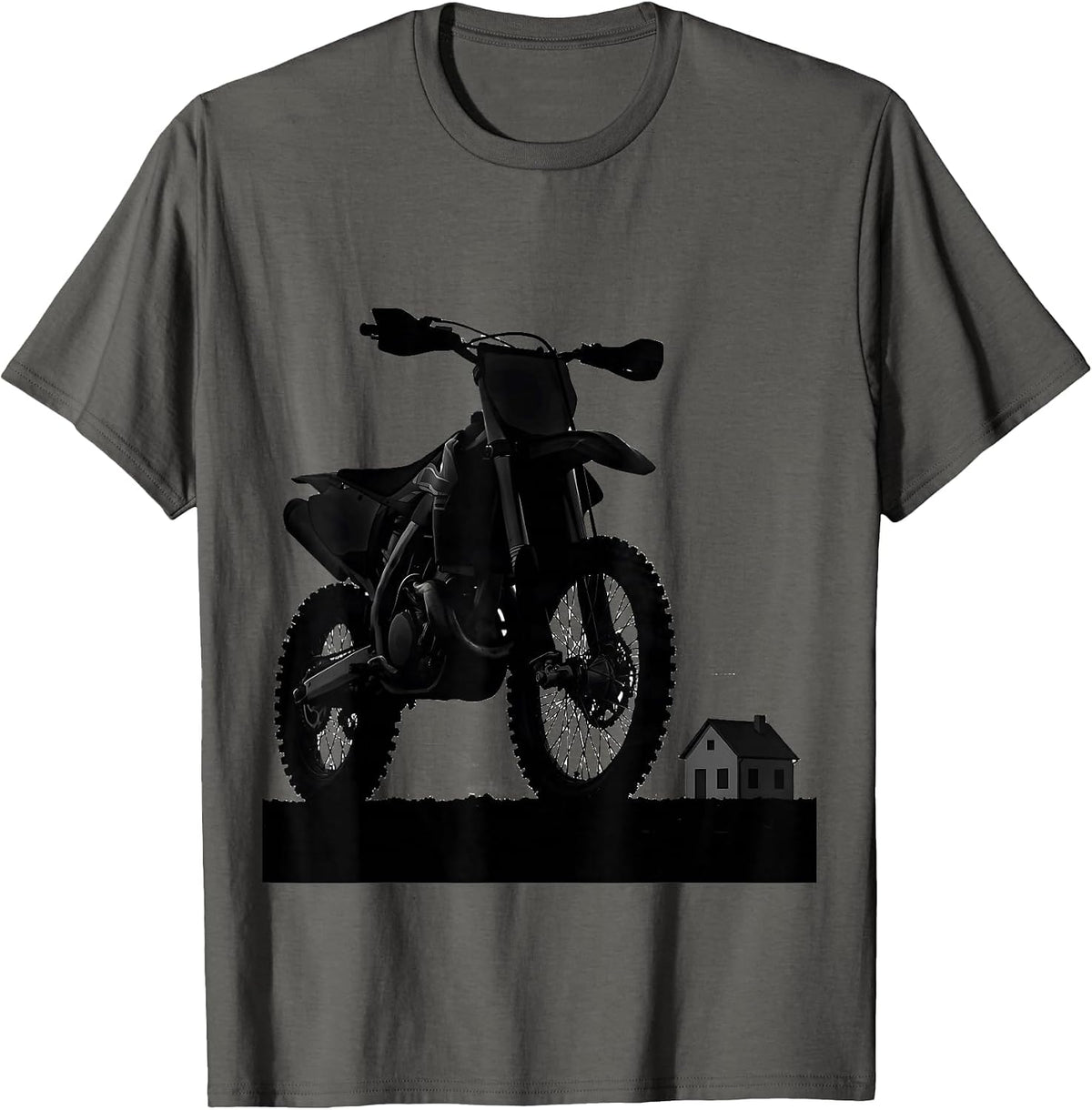 Dirt Bike Silhouette Biker Motocross Rider Gift T-Shirt - Asphalt Grey