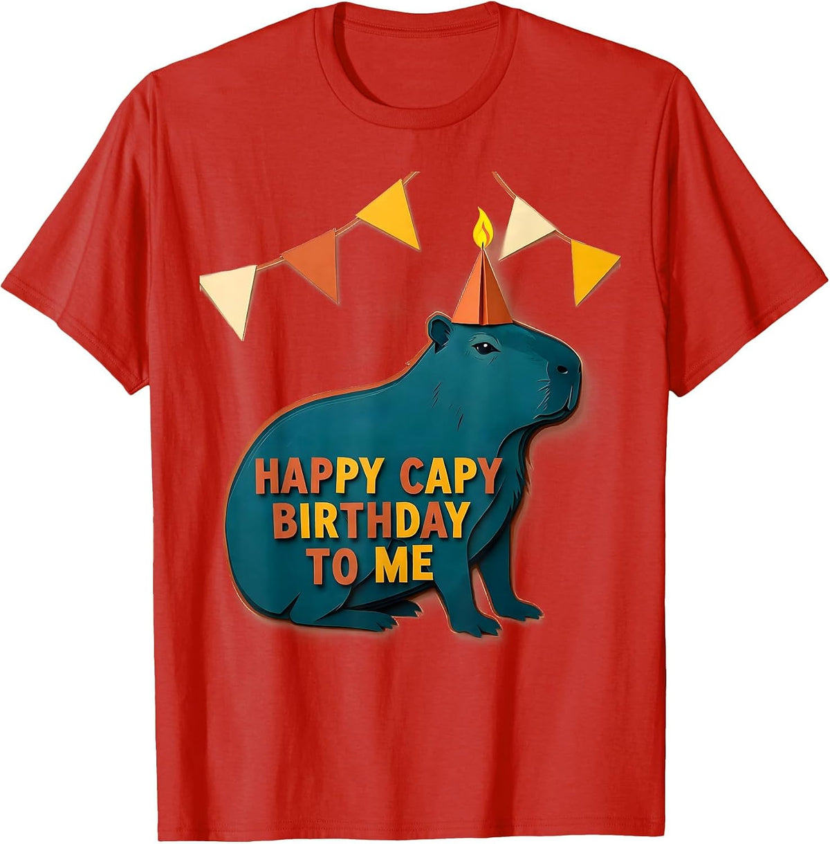 Men's Happy Capy Birthday To Me Playful Kids Party Humor Capybara T-Shirt - Red