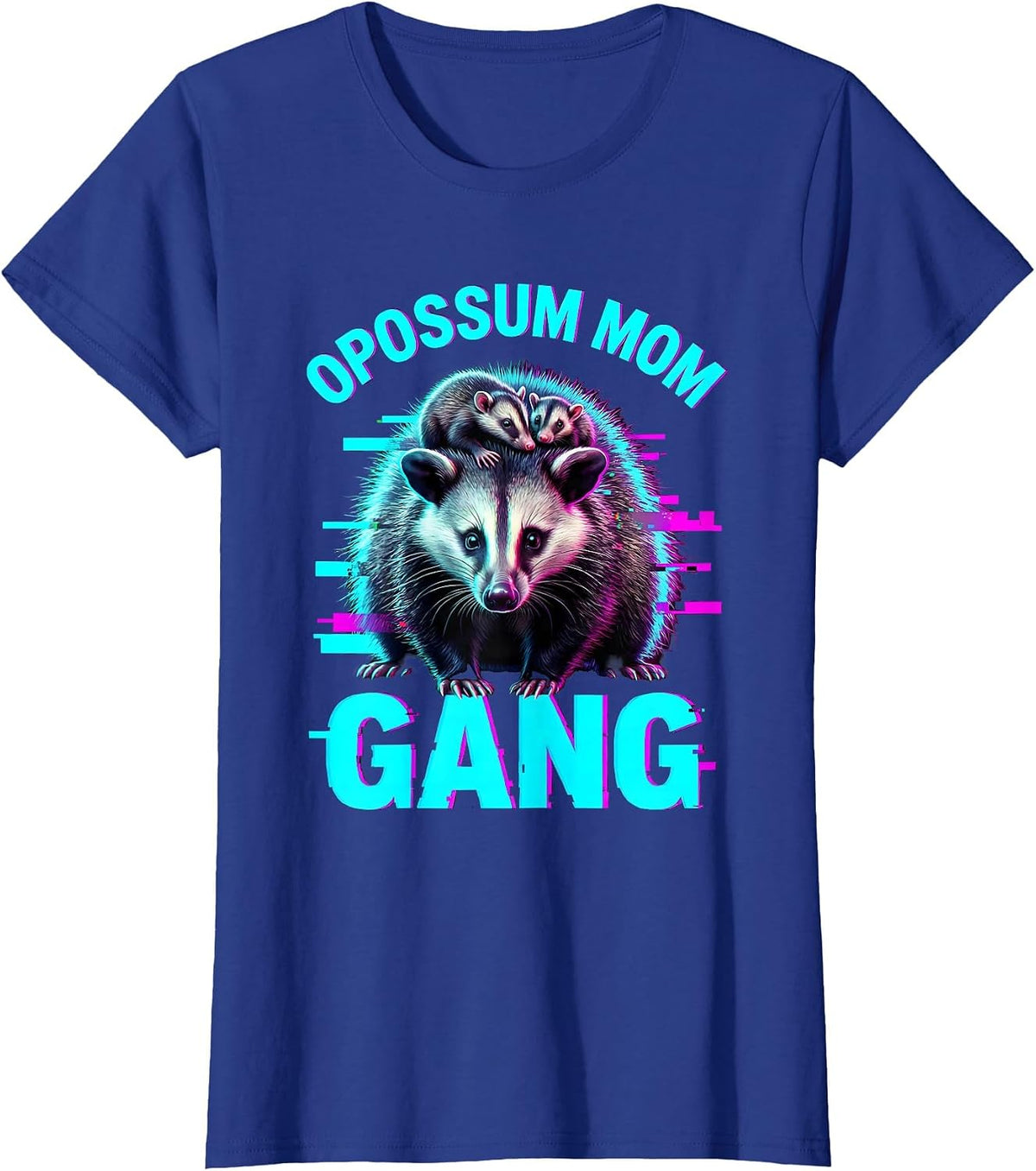 Women's Opossum Mom Gang Wildlife Lover Design T-Shirt - Royal Blue