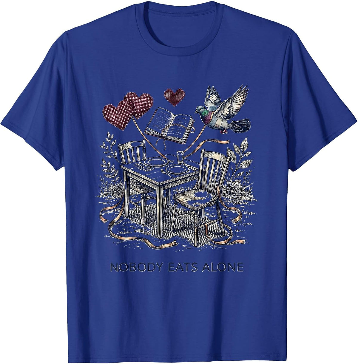 Nobody Eats Alone Funny School Counselor Camp Counselor T-Shirt - Royal Blue