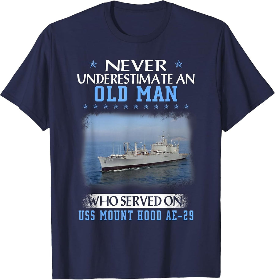 USS Mount Hood AE-29 Veterans Day Father Day T-Shirt - Navy Blue