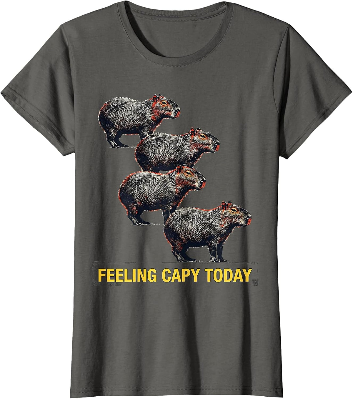 Women's feeling capy today Funny Capybara Meme Gamer Kawaii Humor T-Shirt - Asphalt Grey