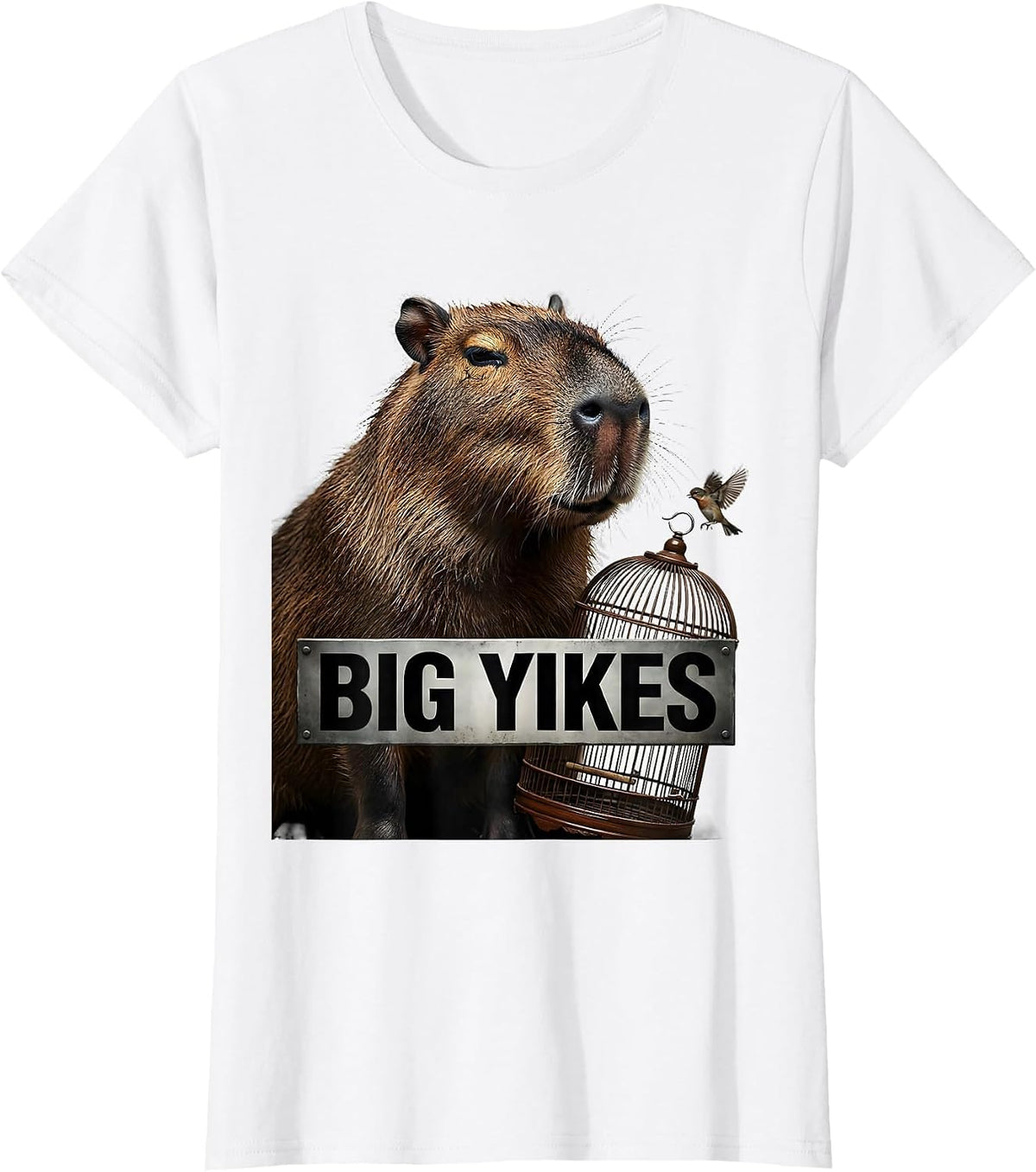 Big Yikes Funny Capybara Animal Meme Humor T-Shirt - White