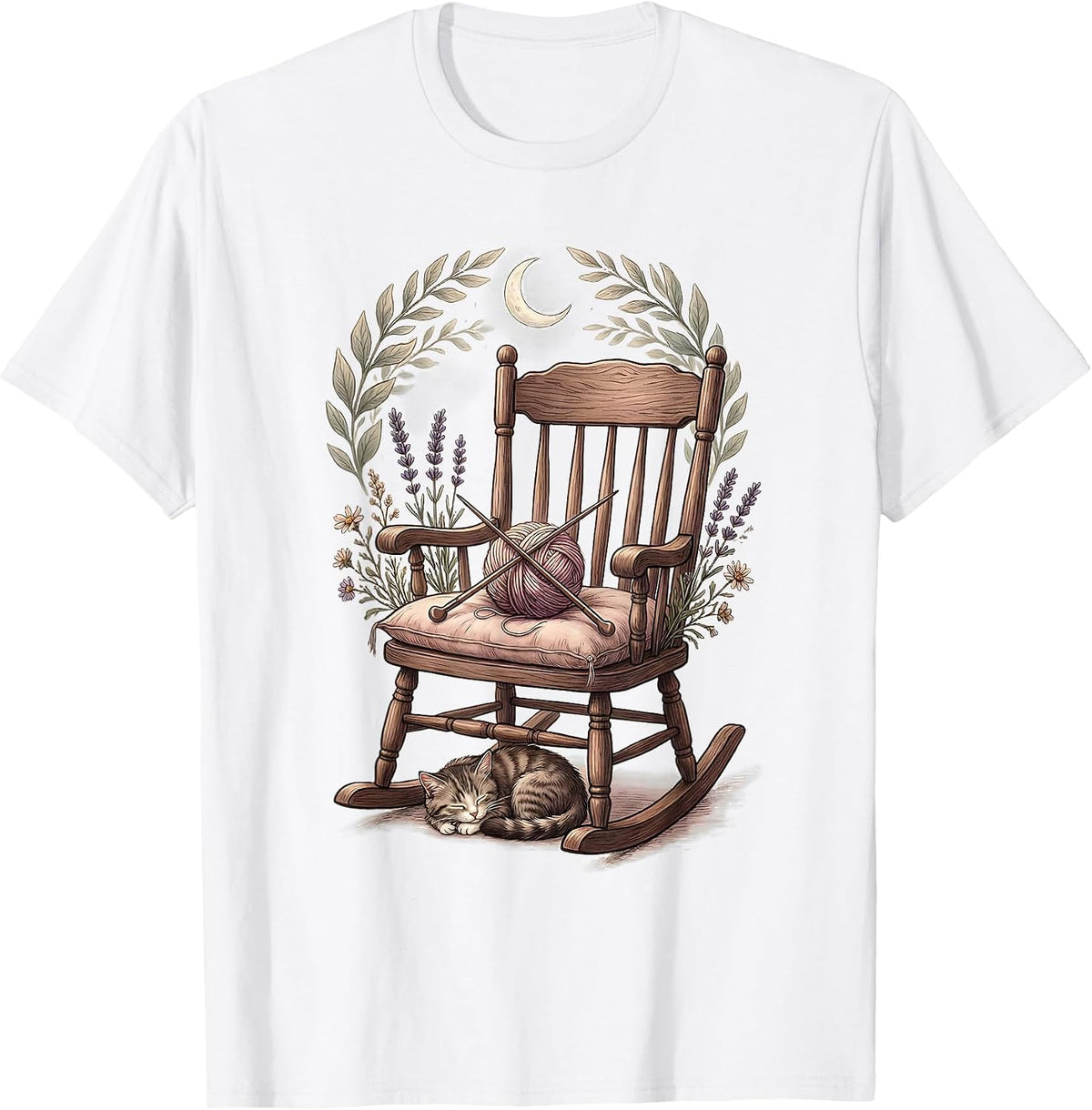 Nana Rocking Chair Knitting Needles Graphic T-Shirt - White