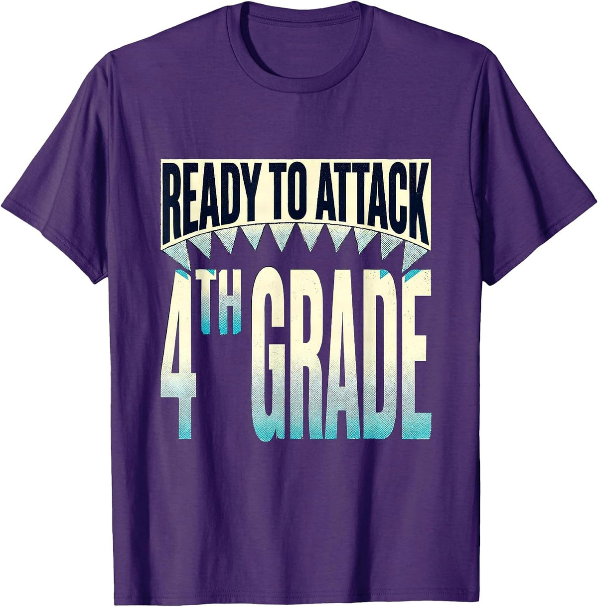 Ready To Attack 4th Grade Shark First Day Of School Boys T-Shirt - Purple