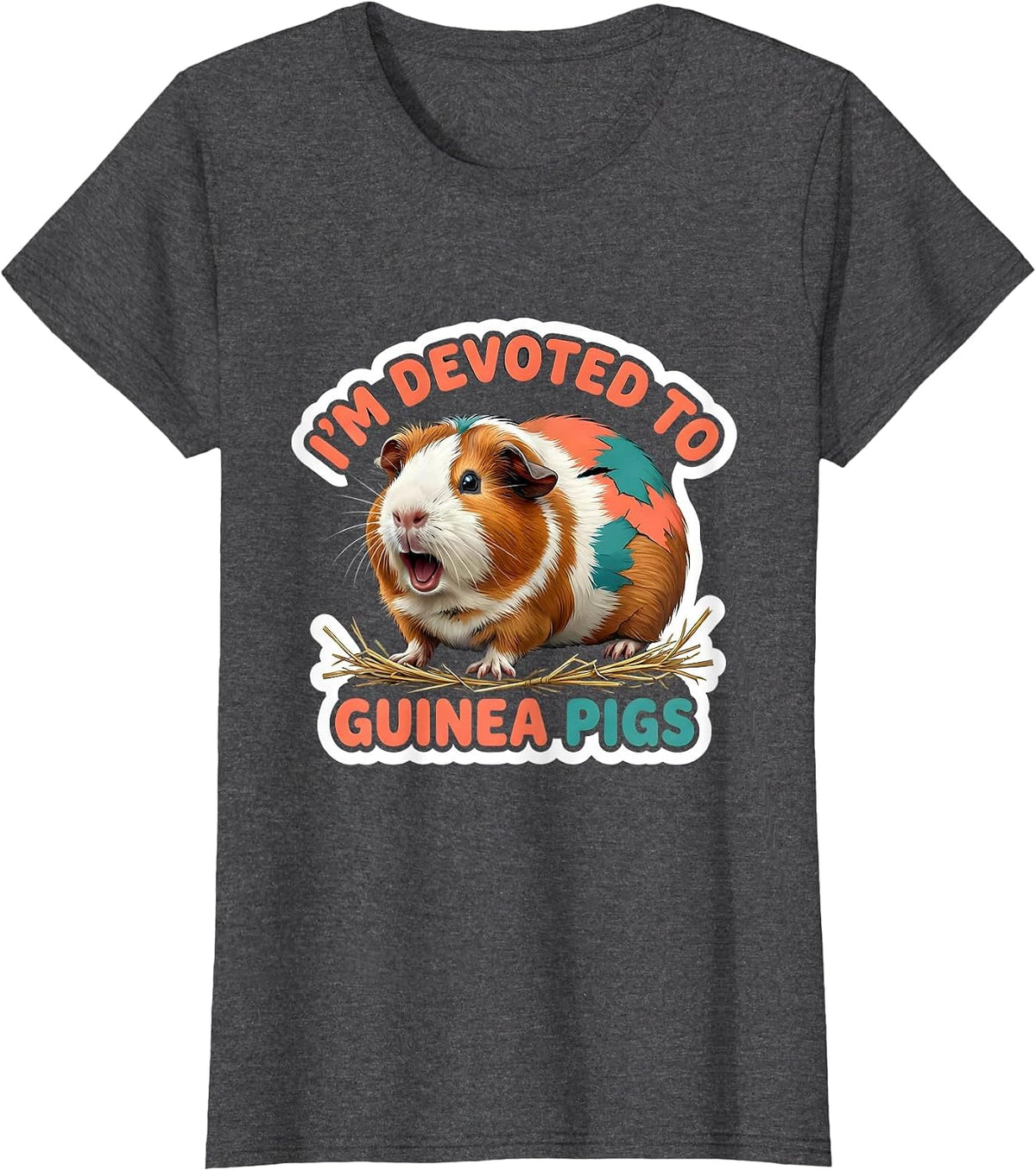 Women's I'm Devoted To Guinea Pigs Cute Guinea Pig Owner Pet Lover T-Shirt - Dark Heather Grey