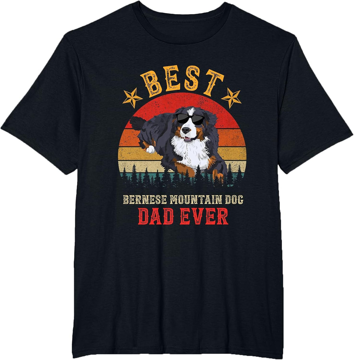 Best Dog Bernese Mountain Dad Ever Men Vintage Berner Dad T-Shirt - Black