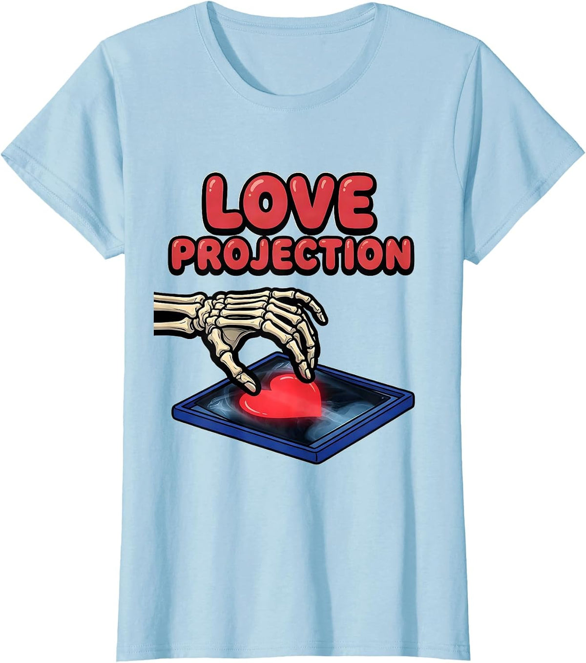 Love Projection Funny Radiology Tech Skeleton Valentine T-Shirt - Baby Blue
