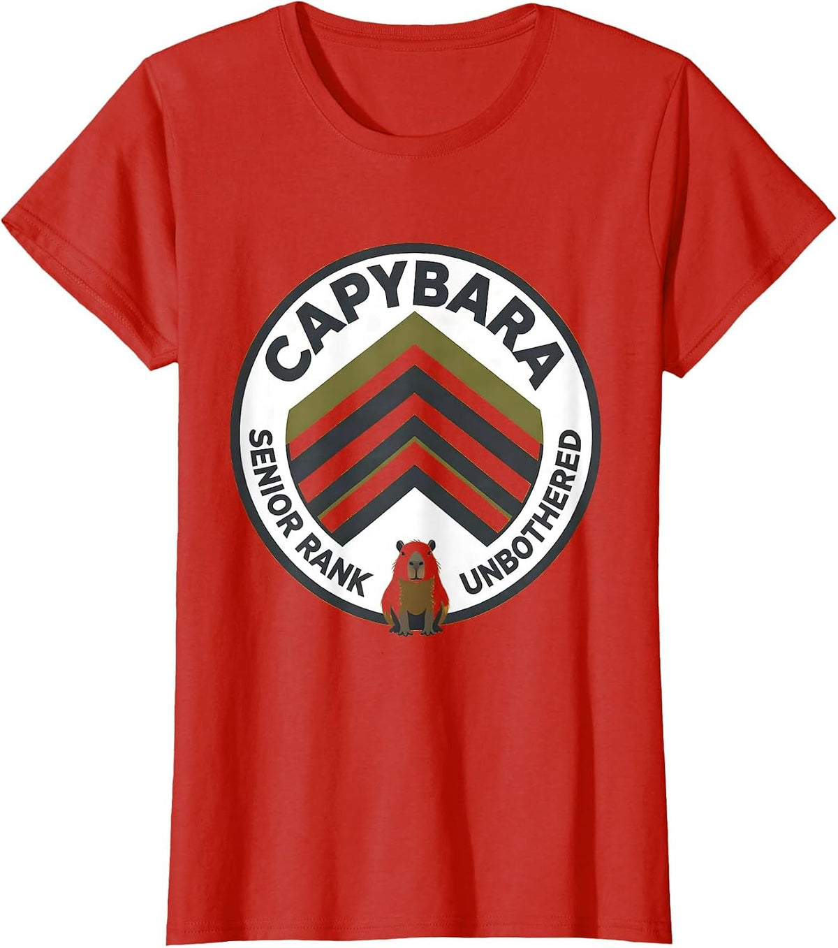 Capybara — Senior Rank, Unbothered Funny Animal Meme Humor T-Shirt - Red