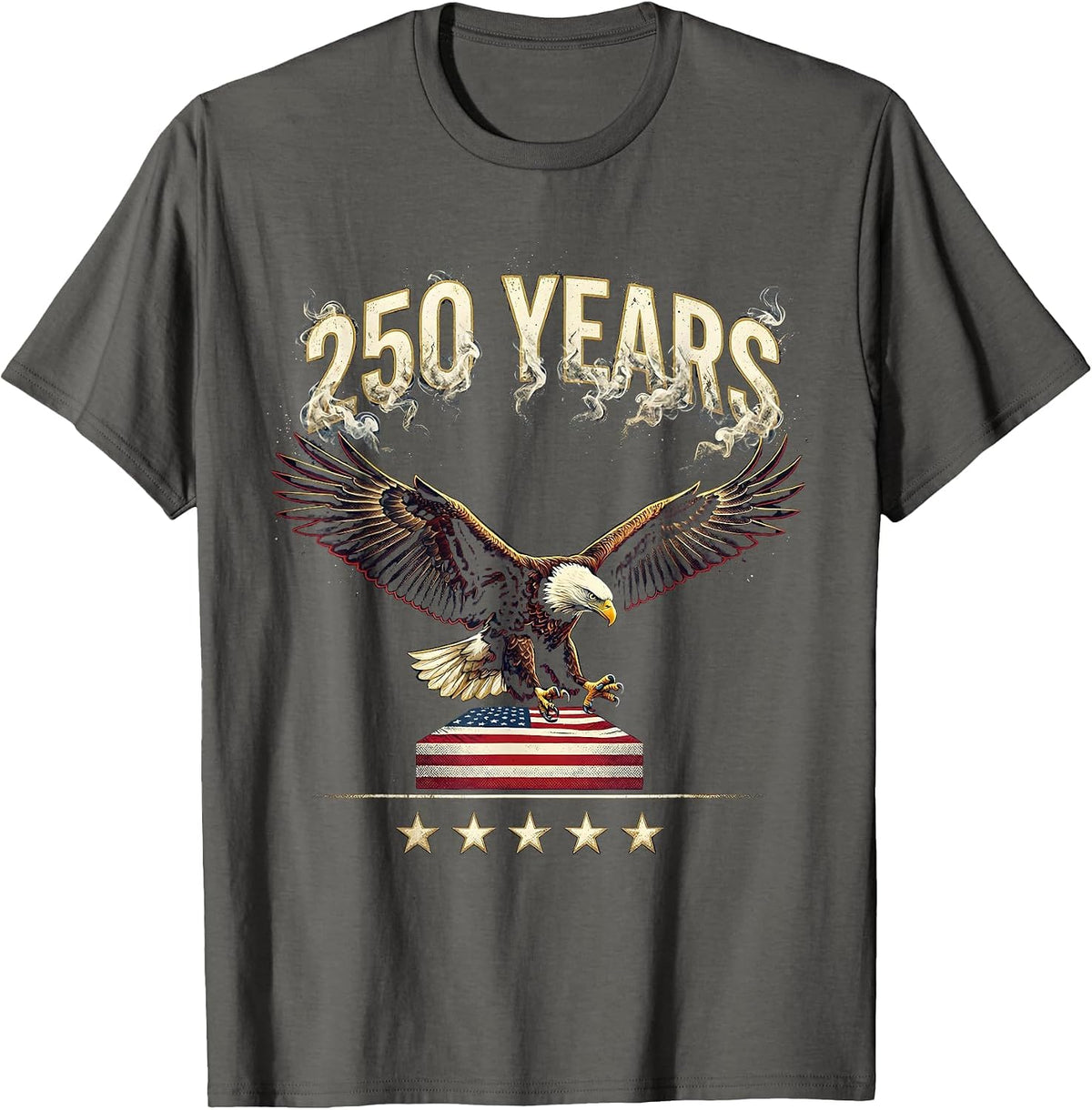 250 YEARS Patriotic Eagle and Flag 250th Anniversary USA T-Shirt - Asphalt Grey
