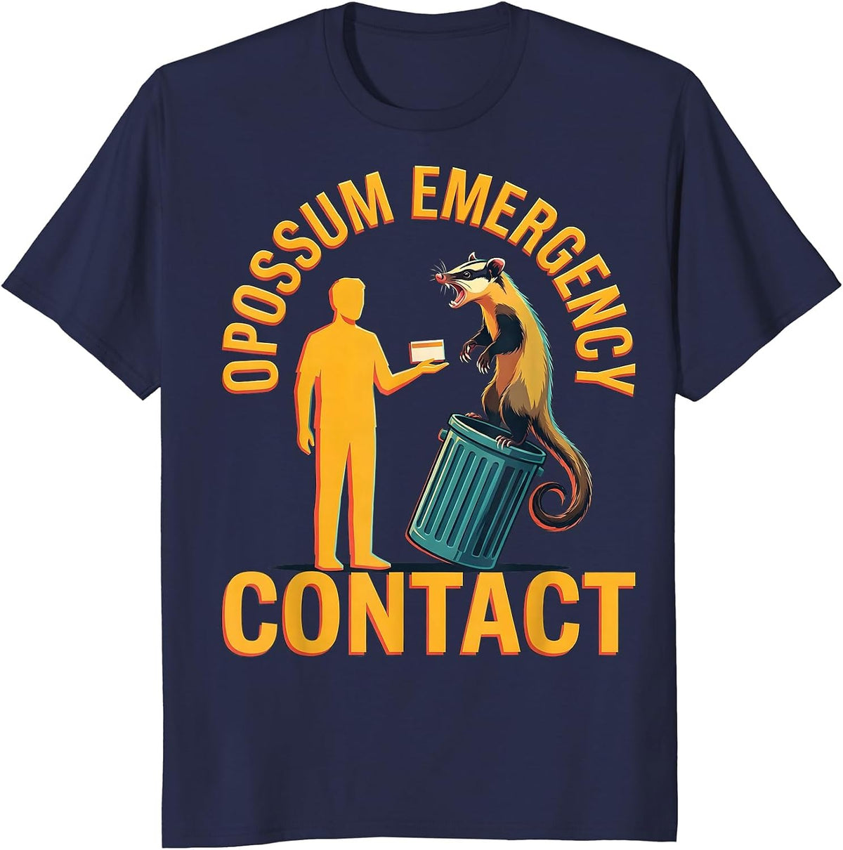 Opossum Emergency Contact Funny Possum Lover Meme Humor T-Shirt - Navy Blue