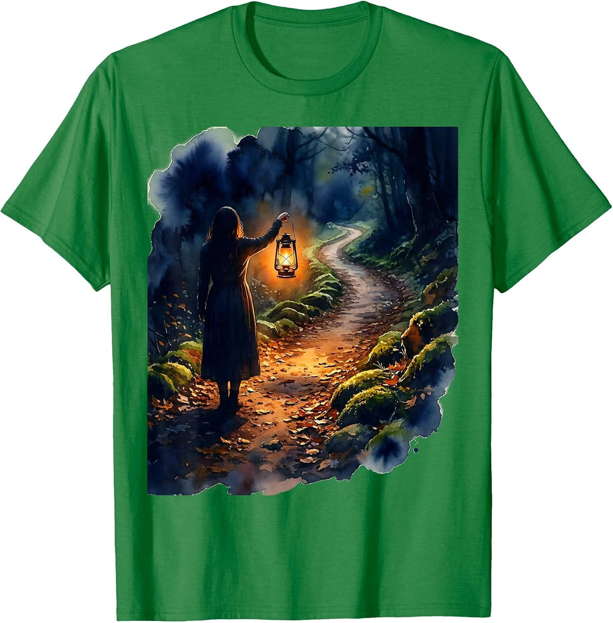 Men's Dear Person Behind Me Lantern Light Path Design T-Shirt - Kelly Green