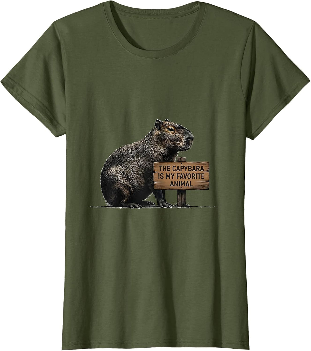 Women's The Capybara Is My Favorite Animal Funny Gamer Meme T-Shirt - Olive Green