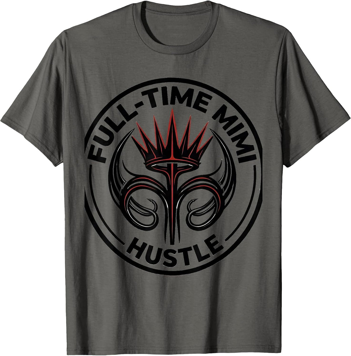 Full-Time Mimi Hustle Grandma Life Design T-Shirt - Asphalt Grey