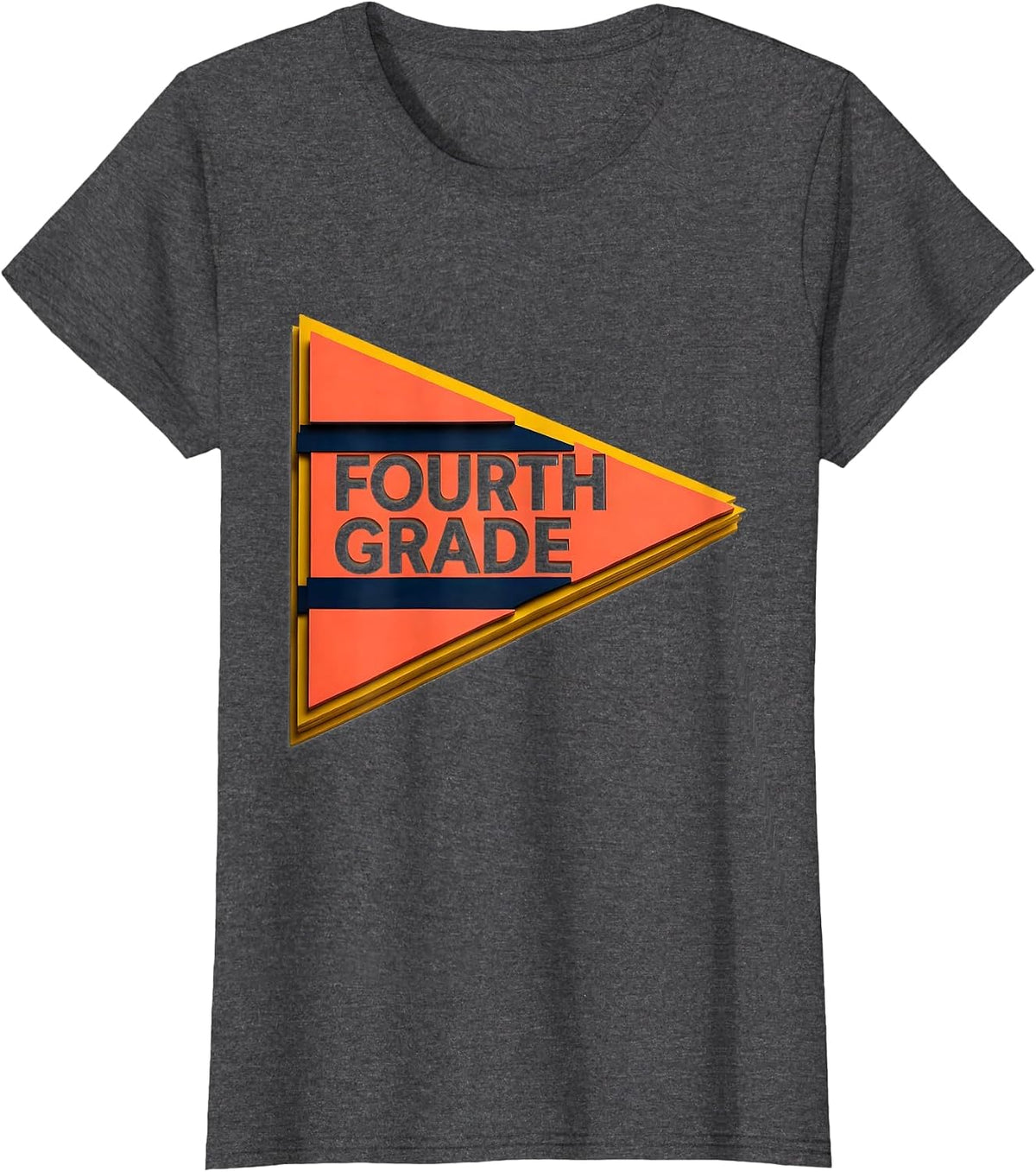 Women's Fourth Grade Cheerful Pennant Back To School Girl T-Shirt - Dark Heather Grey