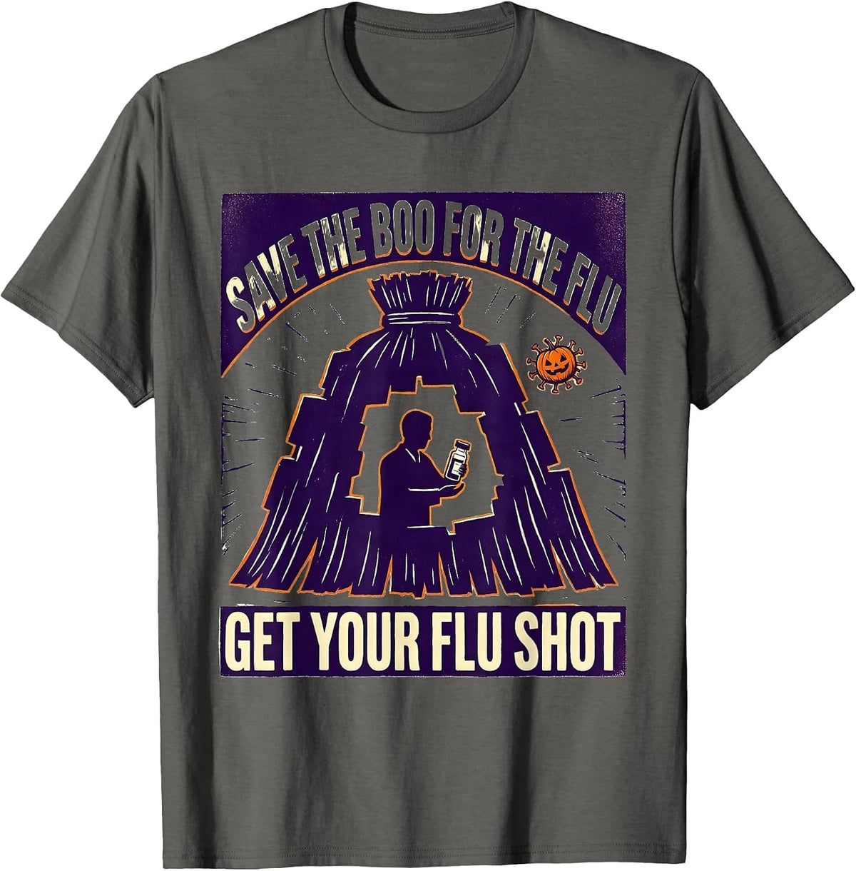 Men's Save The Boo For The Flu, Get Your Flu Shot Funny T-Shirt - Asphalt Grey
