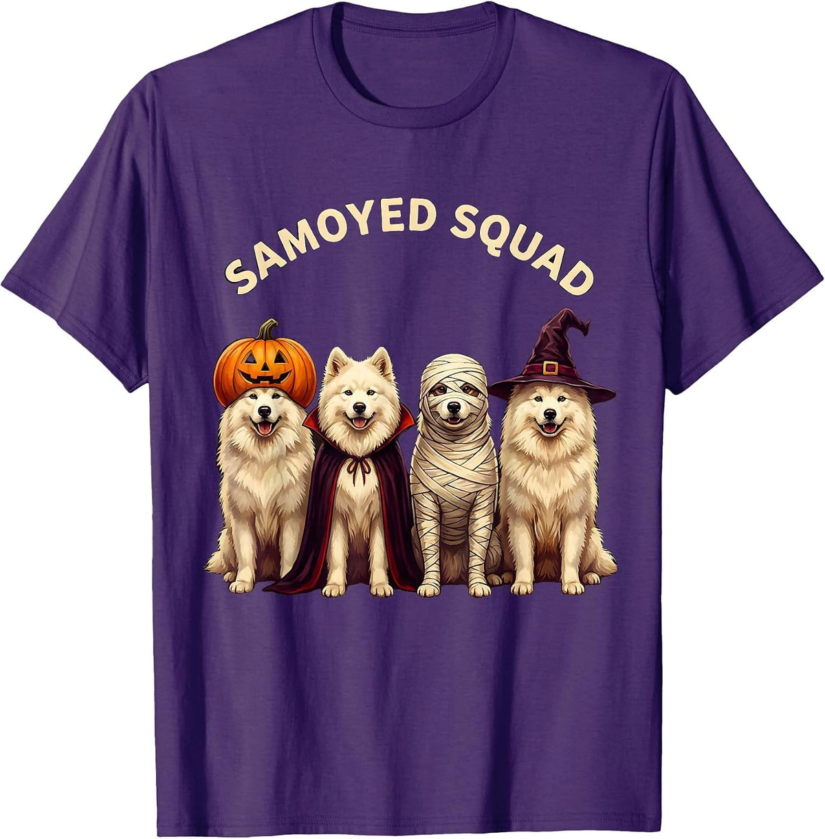 Men's Samoyed Squad Halloween Dog Breed Squad Pumpkin Vampire T-Shirt - Purple